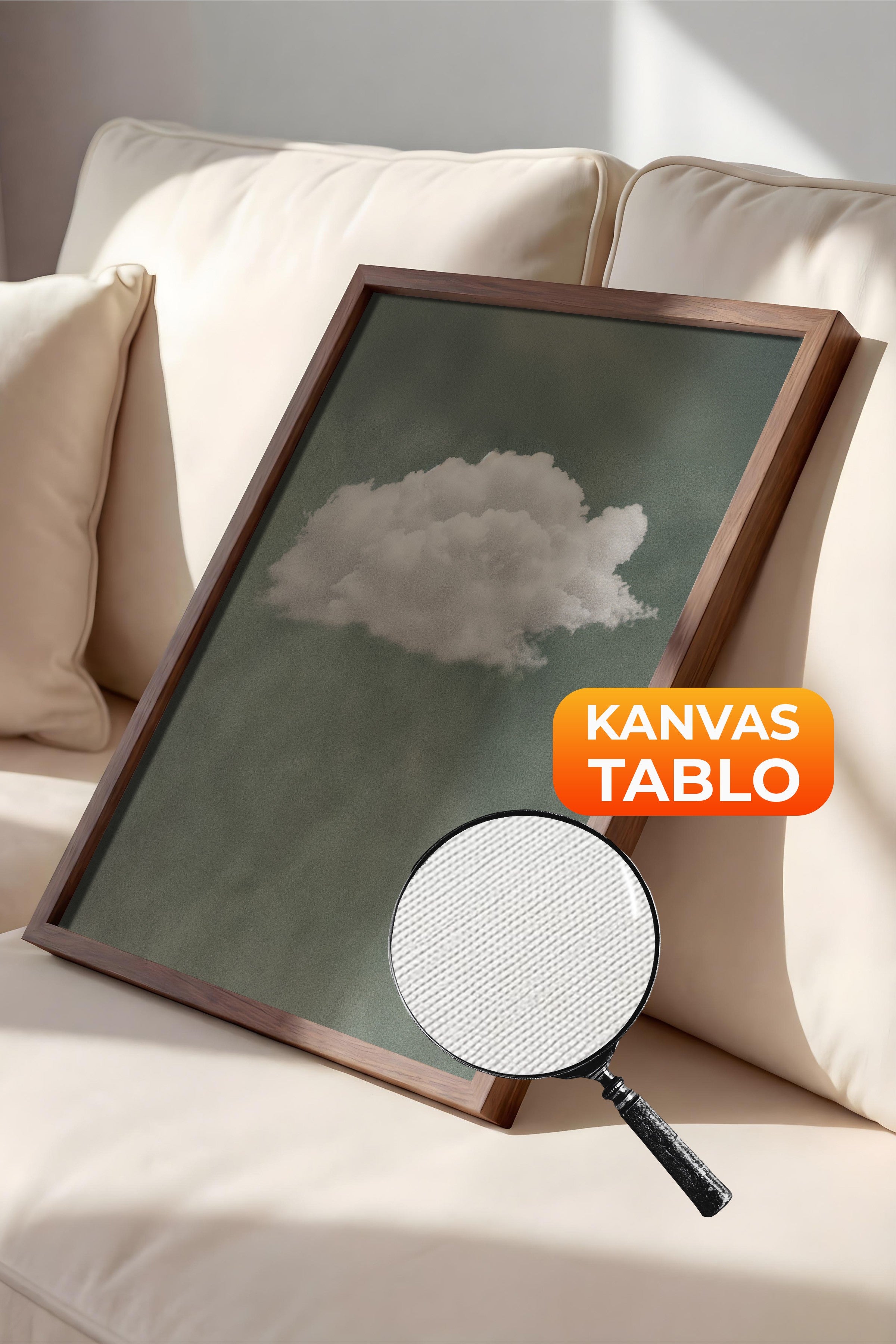 Duvar Tablosu, Lüks Kahverengi Çerçeveli Kanvas Tablo, Ritüel Serisi, Bulut Tablo, NO:115205