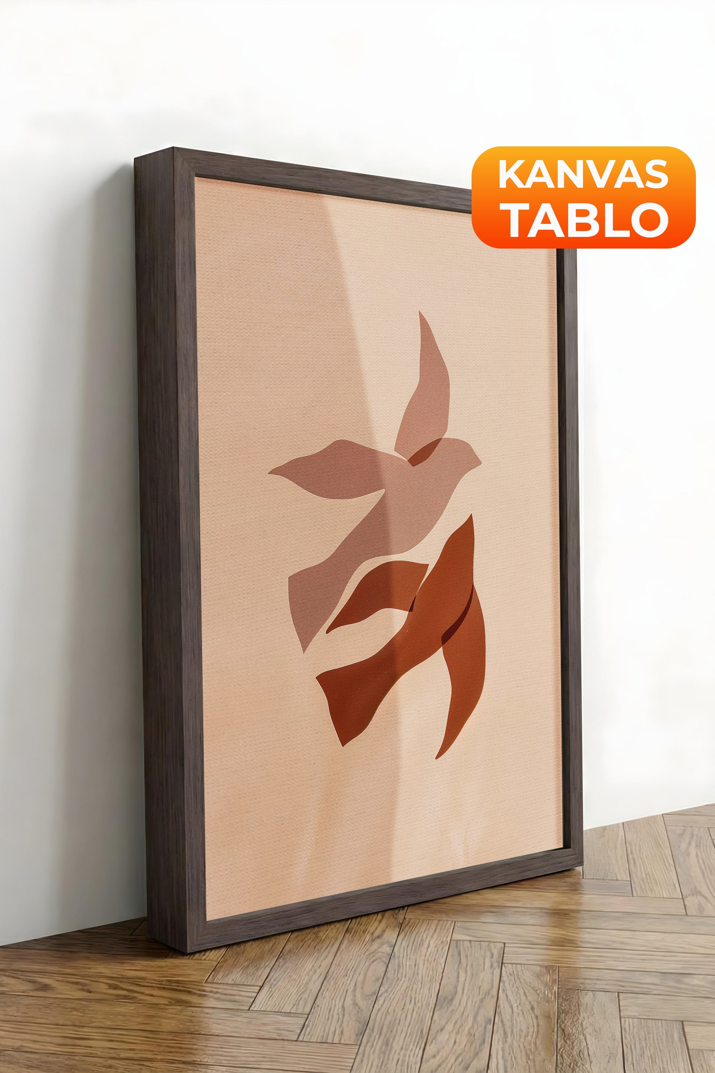 Duvar Tablosu, Lüks Kahverengi Çerçeveli Kanvas Tablo, Ritüel Serisi, Kuş Tablo, NO:115188