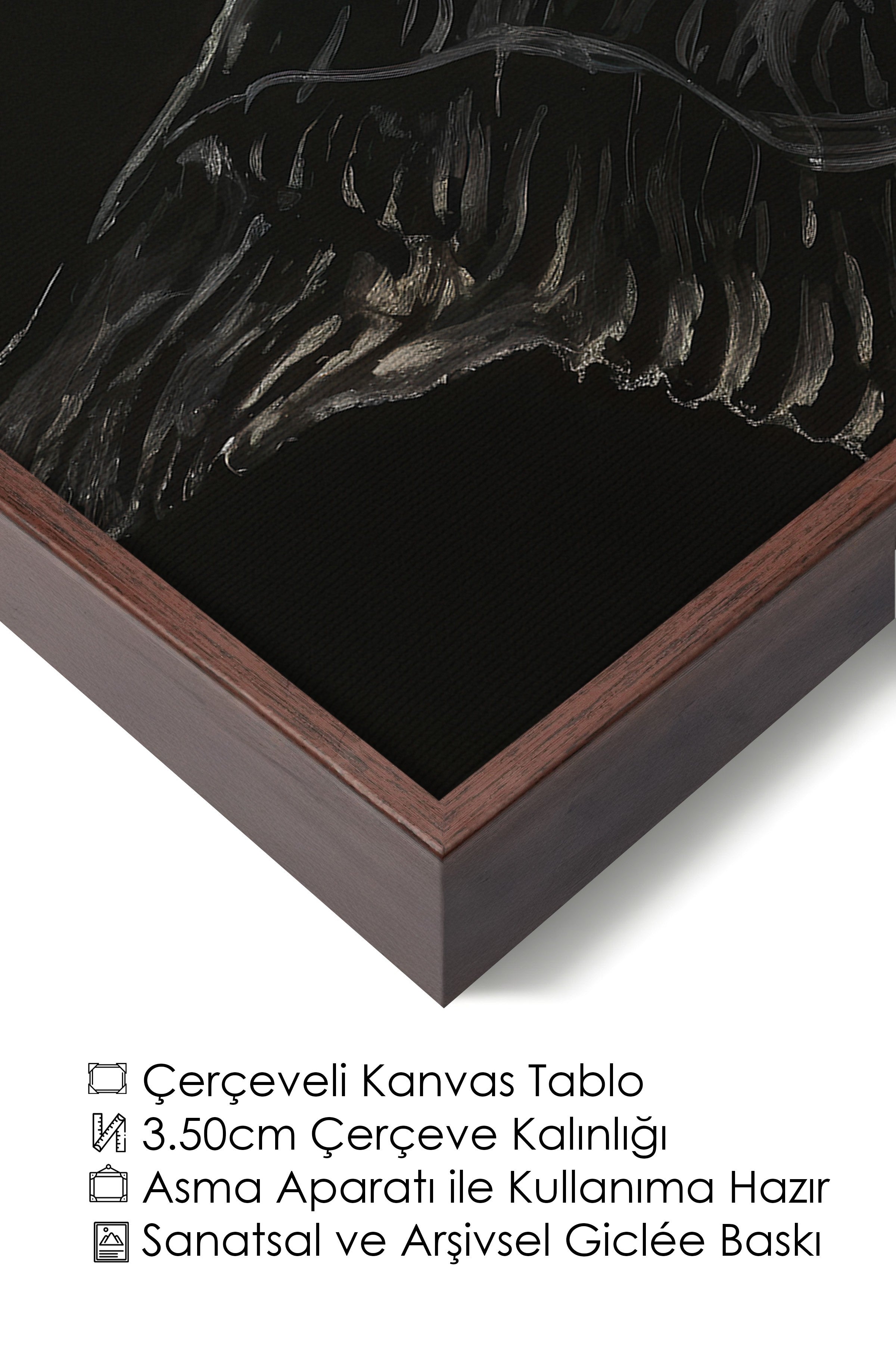 Duvar Tablosu, Lüks Kahverengi Çerçeveli Kanvas Tablo, Ritüel Serisi, Kuş Tablo, NO:115199