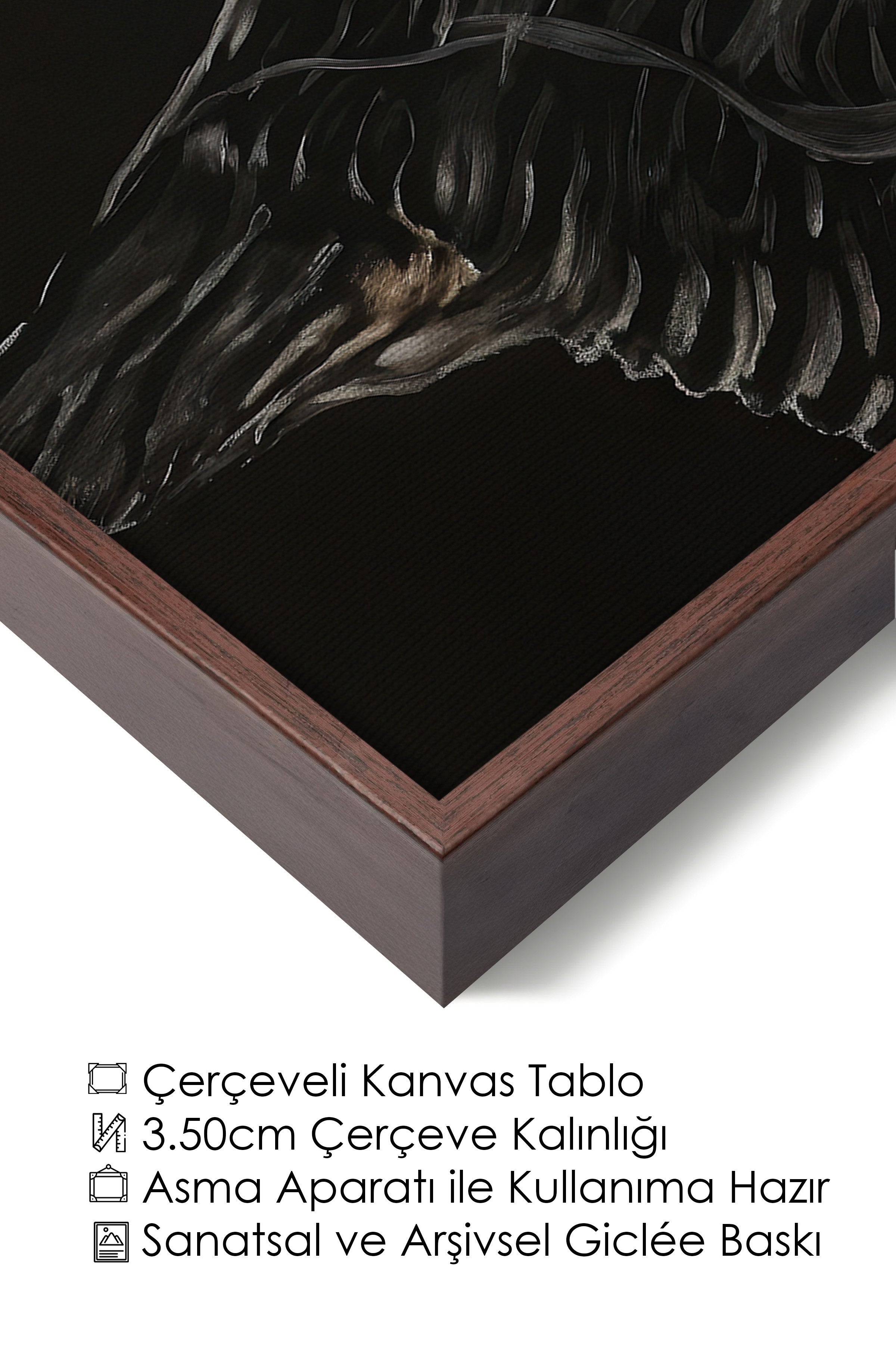 Duvar Tablosu, Lüks Kahverengi Çerçeveli Kanvas Tablo, Ritüel Serisi, Kuş Tablo, NO:115202