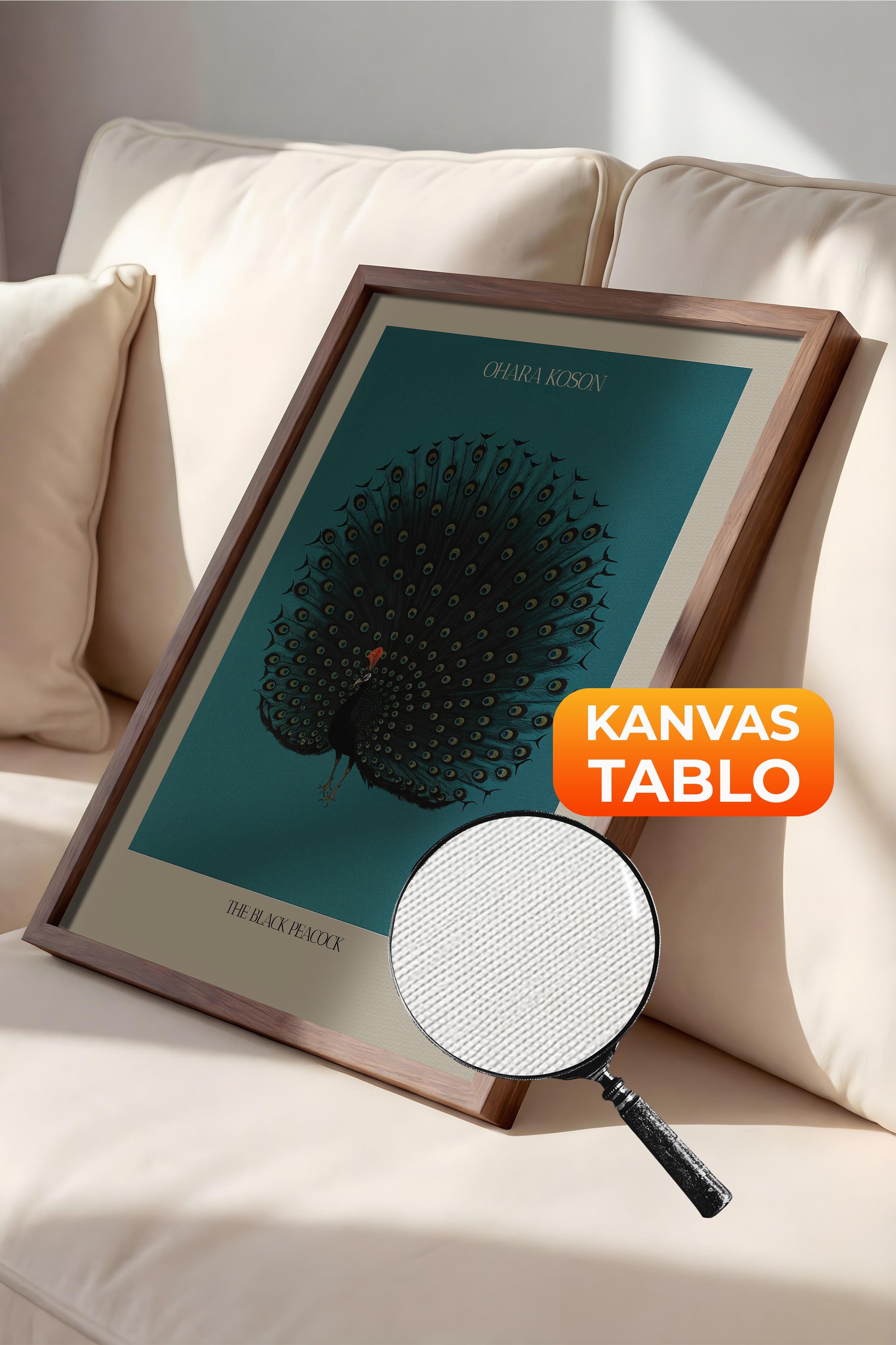 Duvar Tablosu, Lüks Kahverengi Çerçeveli Kanvas Tablo, Ritüel Serisi, Kuş Tablo, NO:115211