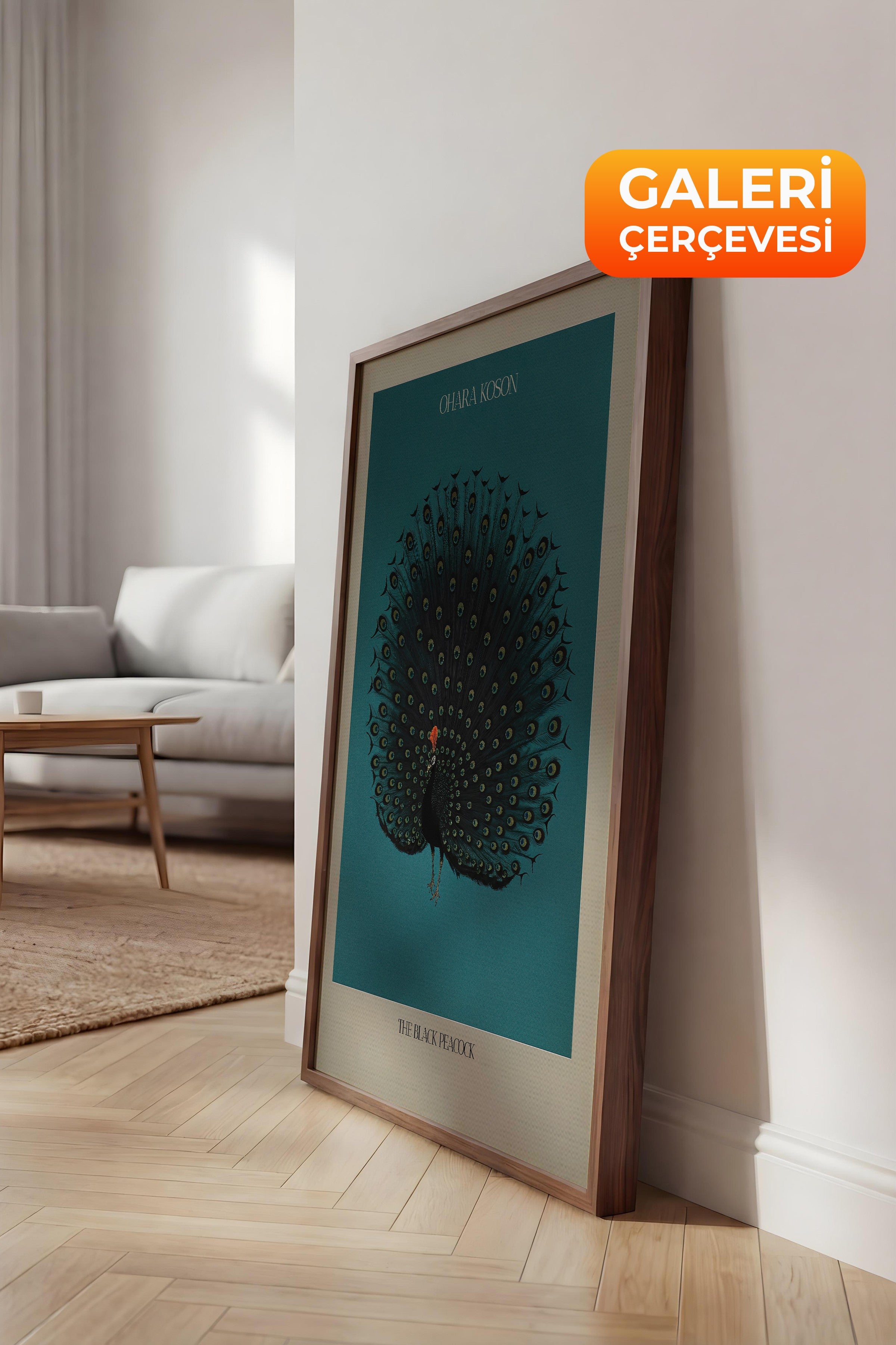 Duvar Tablosu, Lüks Kahverengi Çerçeveli Kanvas Tablo, Ritüel Serisi, Kuş Tablo, NO:115211