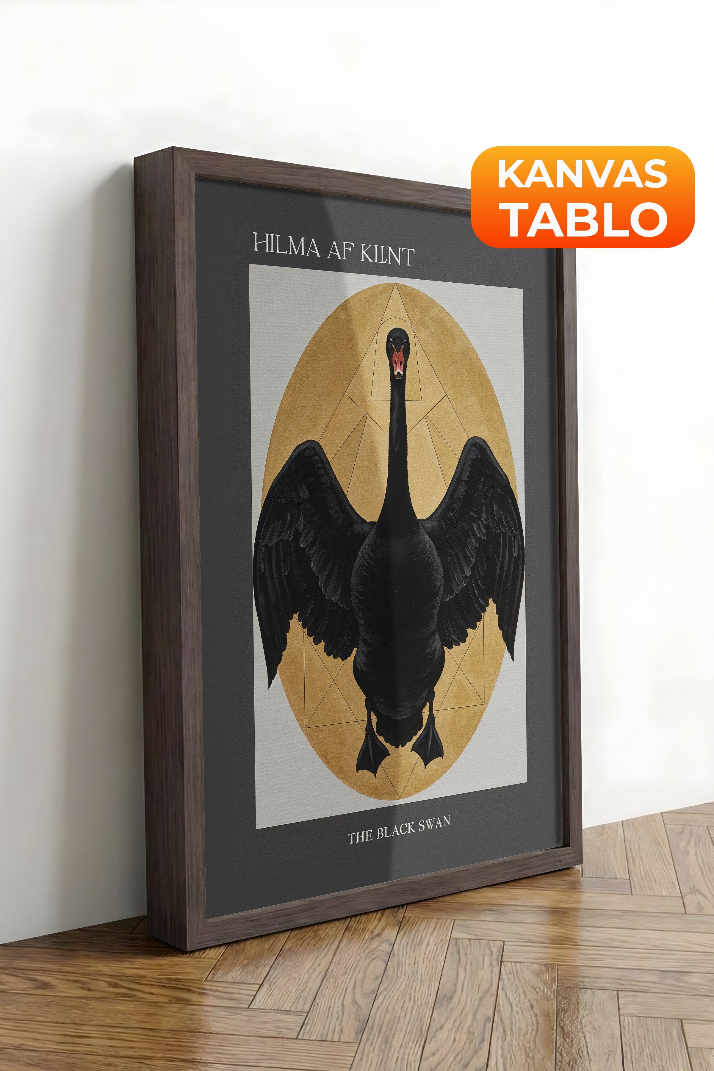 Duvar Tablosu, Lüks Kahverengi Çerçeveli Kanvas Tablo, Ritüel Serisi, Kuş Tablo, NO:115216