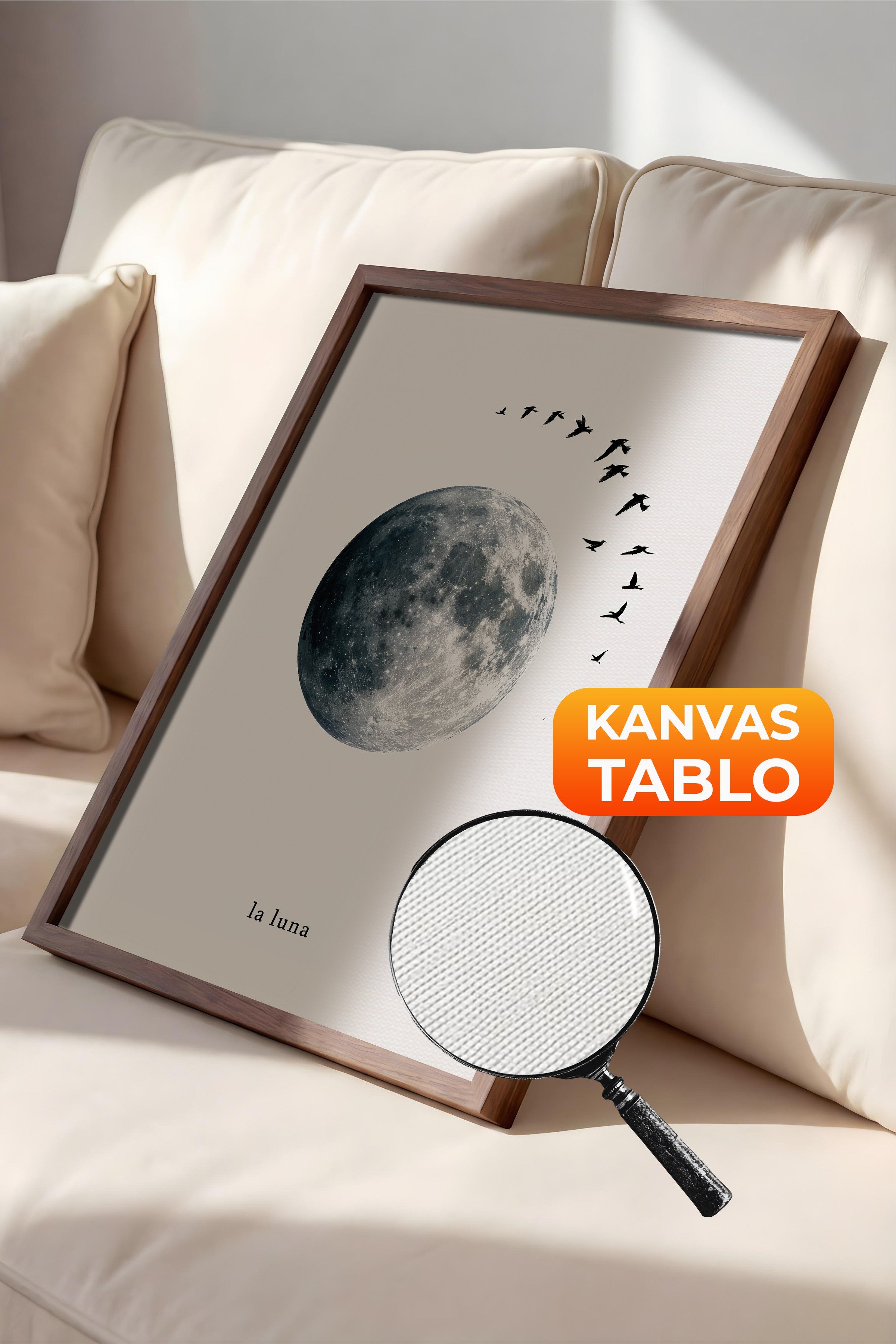 Duvar Tablosu, Lüks Kahverengi Çerçeveli Kanvas Tablo, Ritüel Serisi, Kuş Tablo, NO:115227