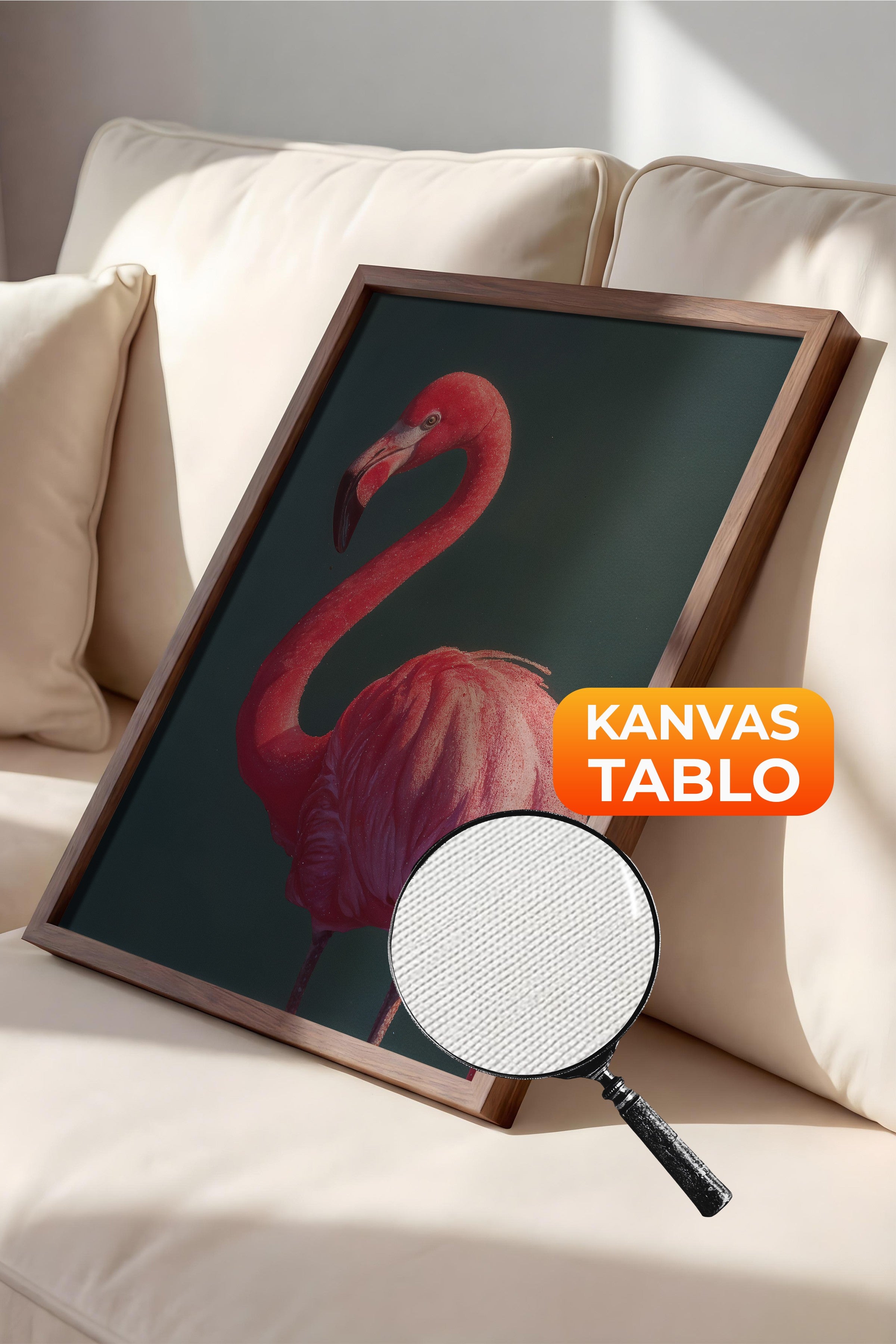 Duvar Tablosu, Lüks Kahverengi Çerçeveli Kanvas Tablo, Ritüel Serisi, Kuş Tablo, NO:115228