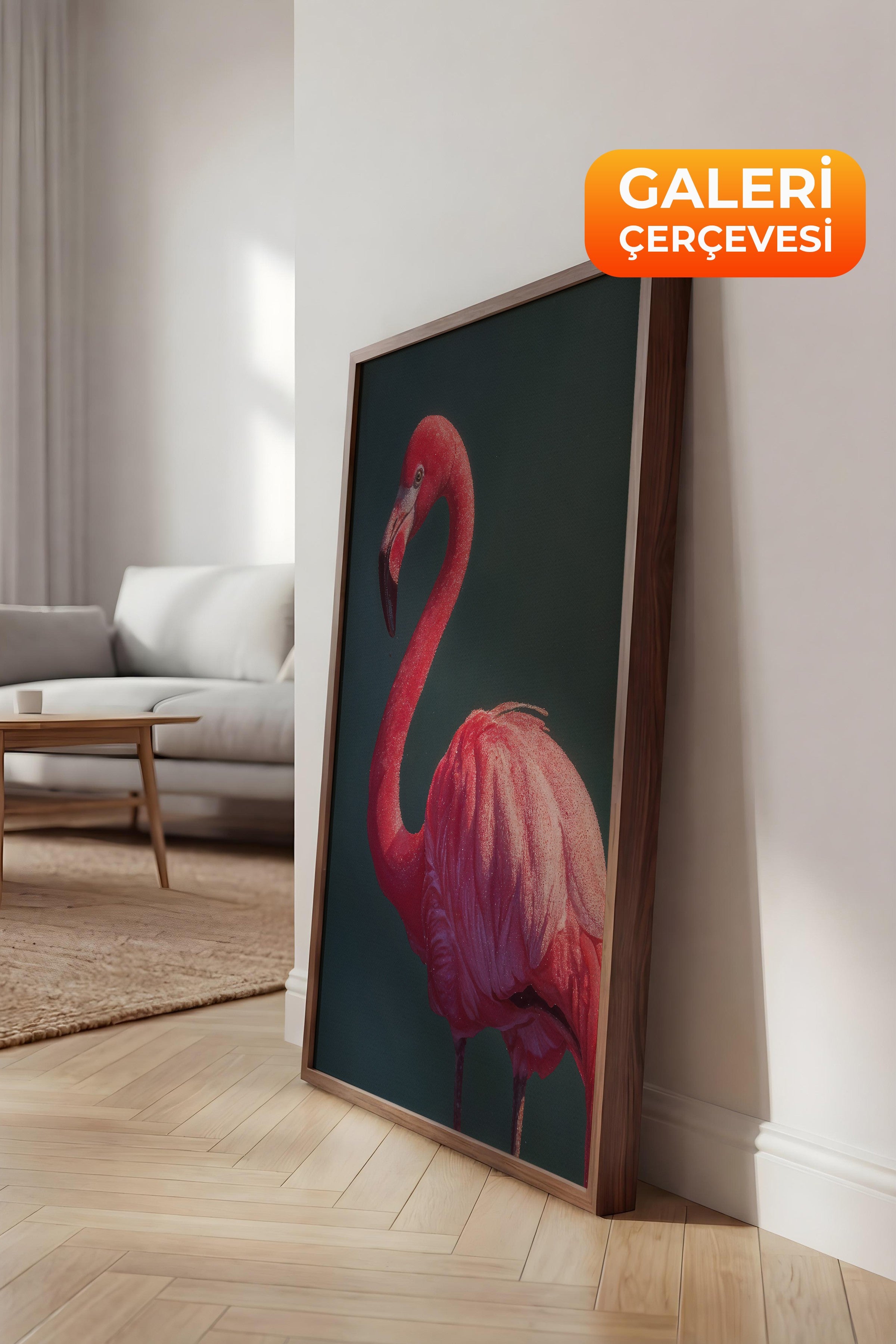 Duvar Tablosu, Lüks Kahverengi Çerçeveli Kanvas Tablo, Ritüel Serisi, Kuş Tablo, NO:115228