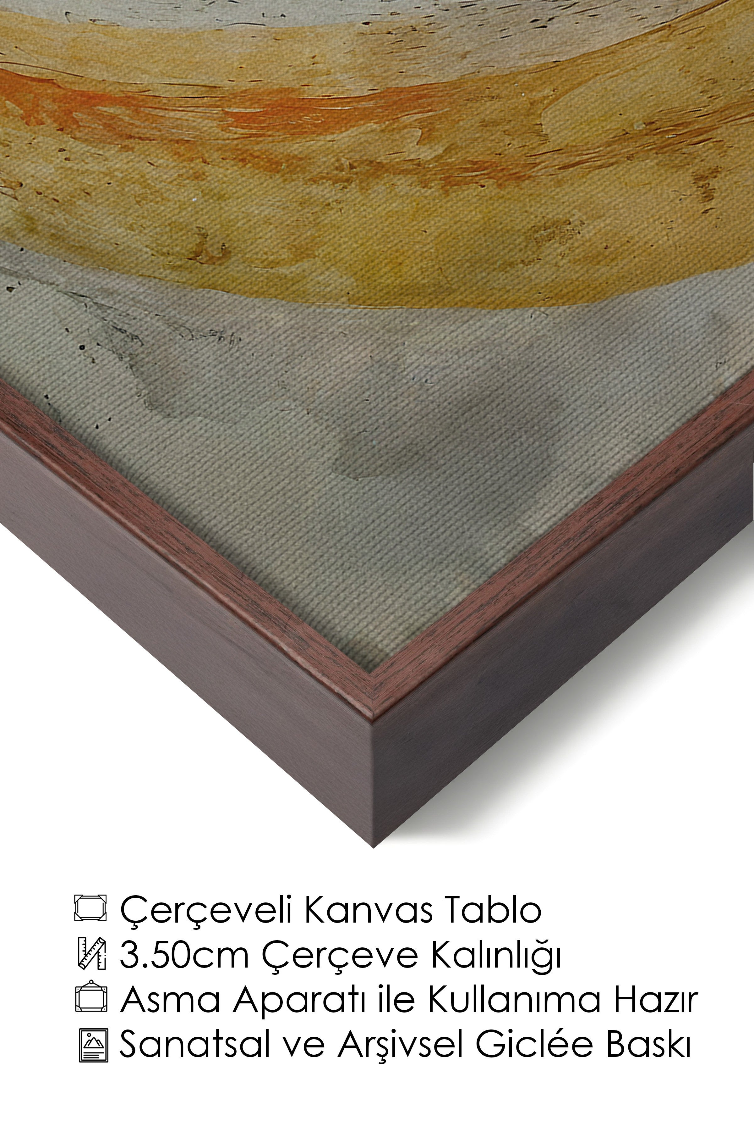 Duvar Tablosu, Lüks Kahverengi Çerçeveli Kanvas Tablo, Ritüel Serisi, Kuş Tablo, NO:115235