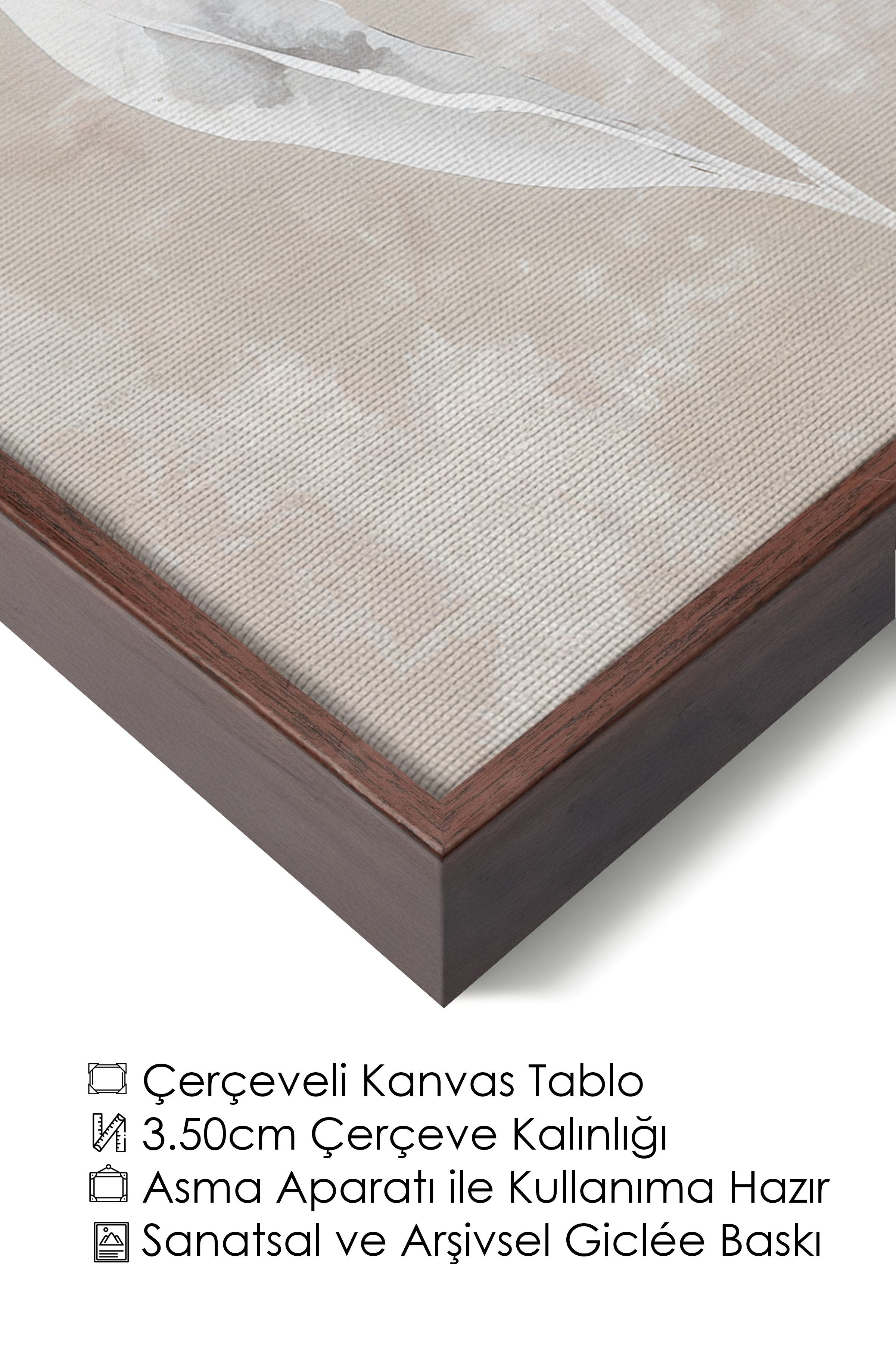 Duvar Tablosu, Lüks Kahverengi Çerçeveli Kanvas Tablo, Ritüel Serisi, Kuş Tablo, NO:115241