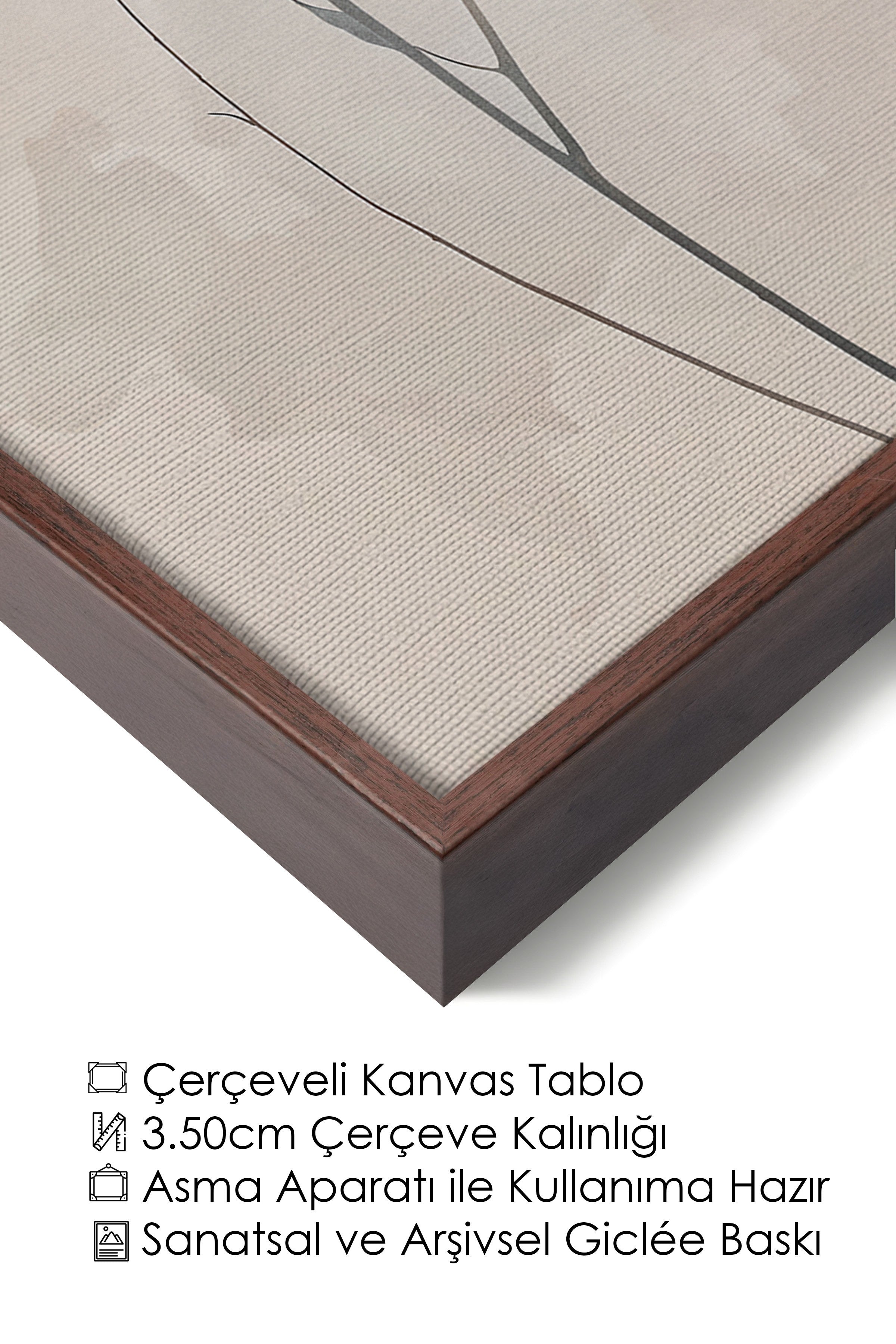 Duvar Tablosu, Lüks Kahverengi Çerçeveli Kanvas Tablo, Ritüel Serisi, Kuş Tablo, NO:115244