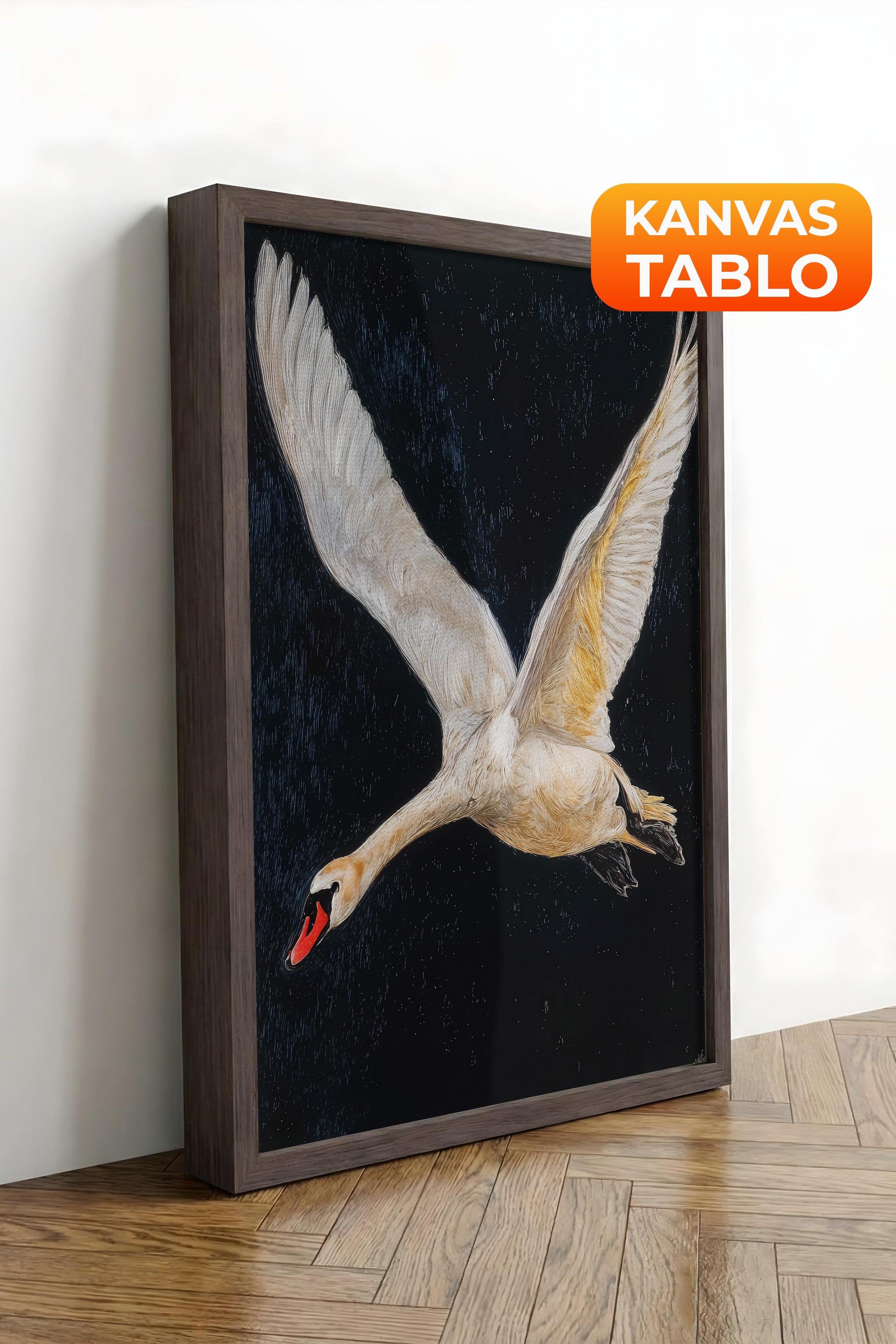 Duvar Tablosu, Lüks Kahverengi Çerçeveli Kanvas Tablo, Ritüel Serisi, Kuş Tablo, NO:115246