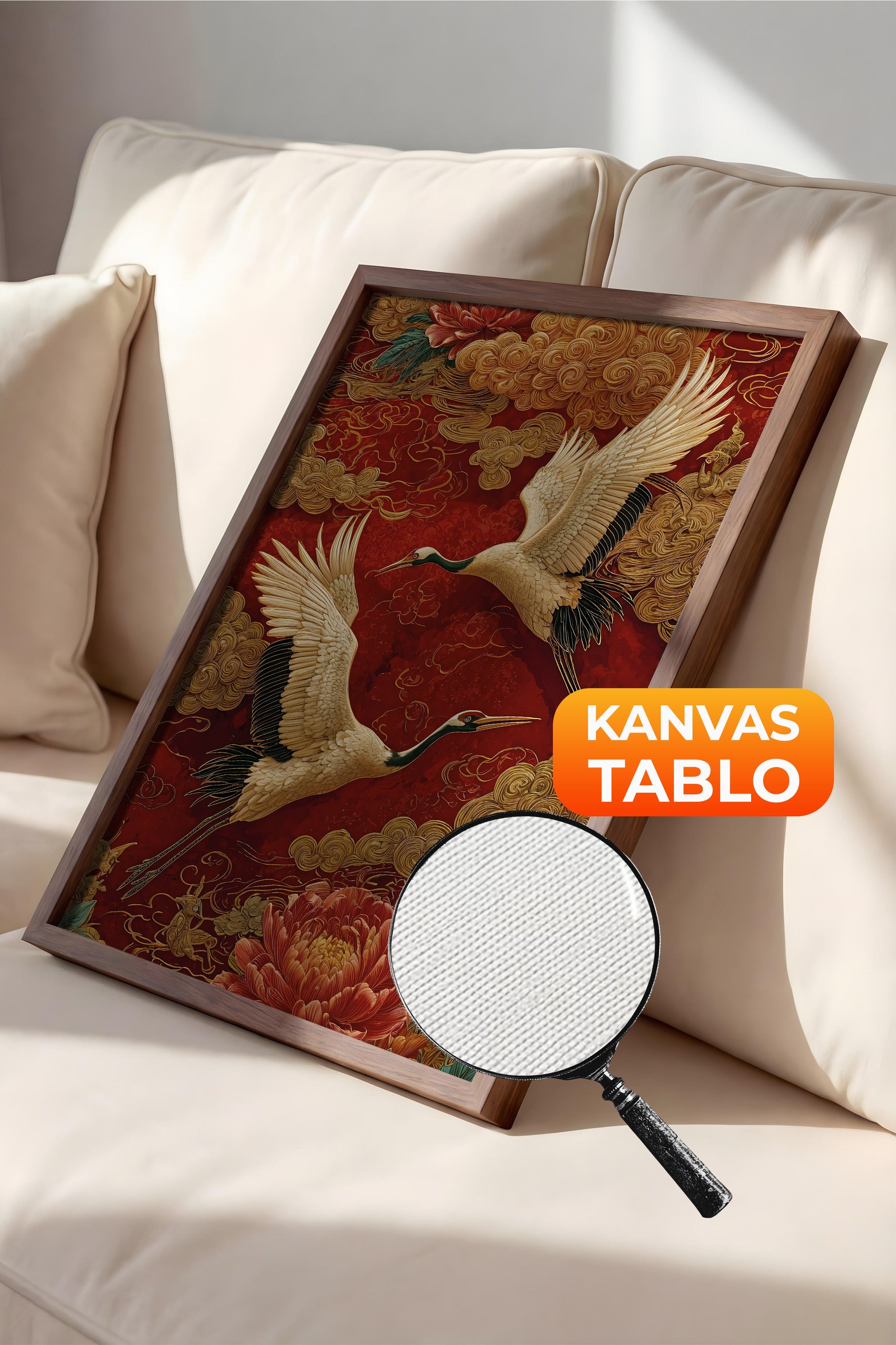 Duvar Tablosu, Lüks Kahverengi Çerçeveli Kanvas Tablo, Ritüel Serisi, Leopar Tablo, NO:115252