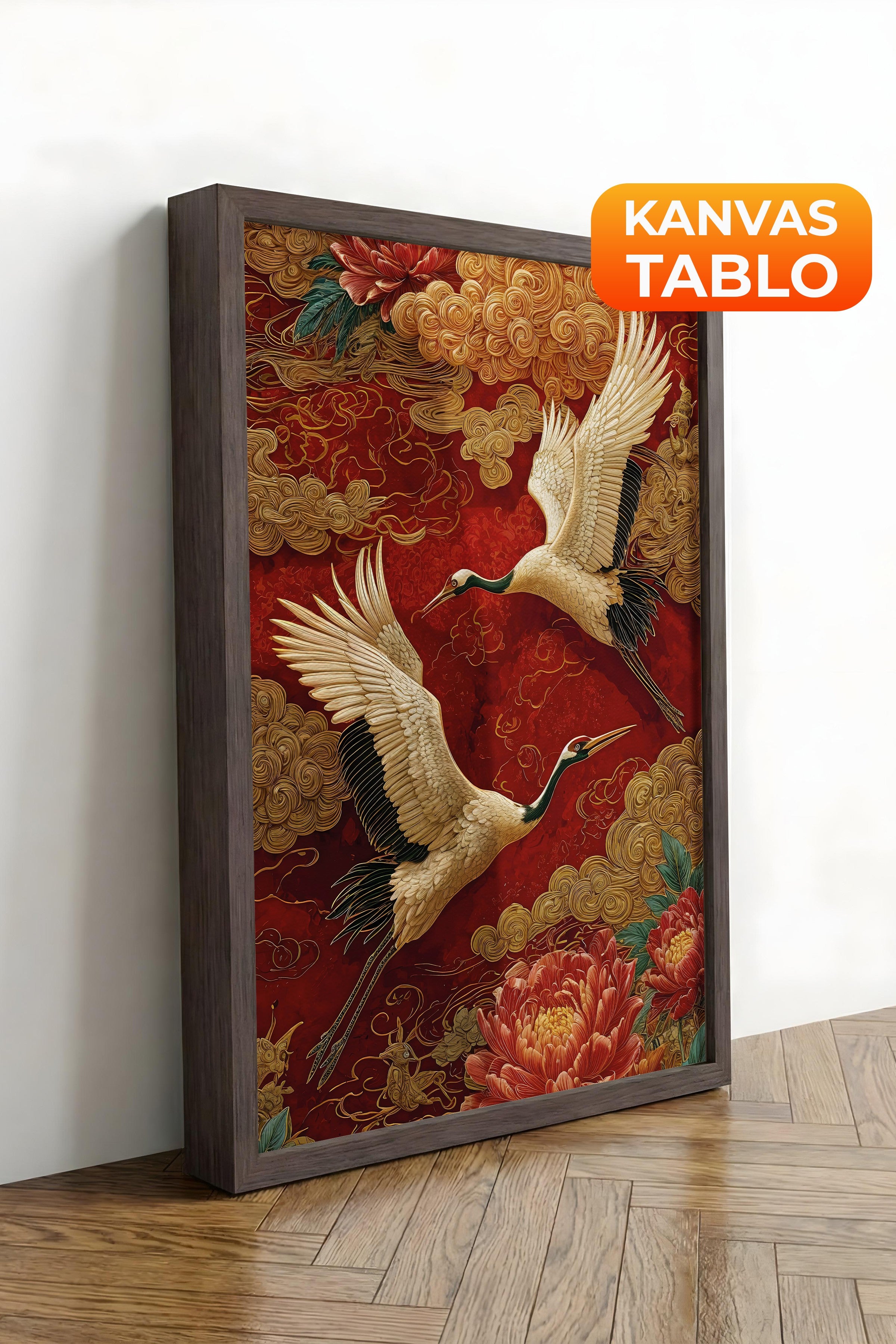 Duvar Tablosu, Lüks Kahverengi Çerçeveli Kanvas Tablo, Ritüel Serisi, Leopar Tablo, NO:115252