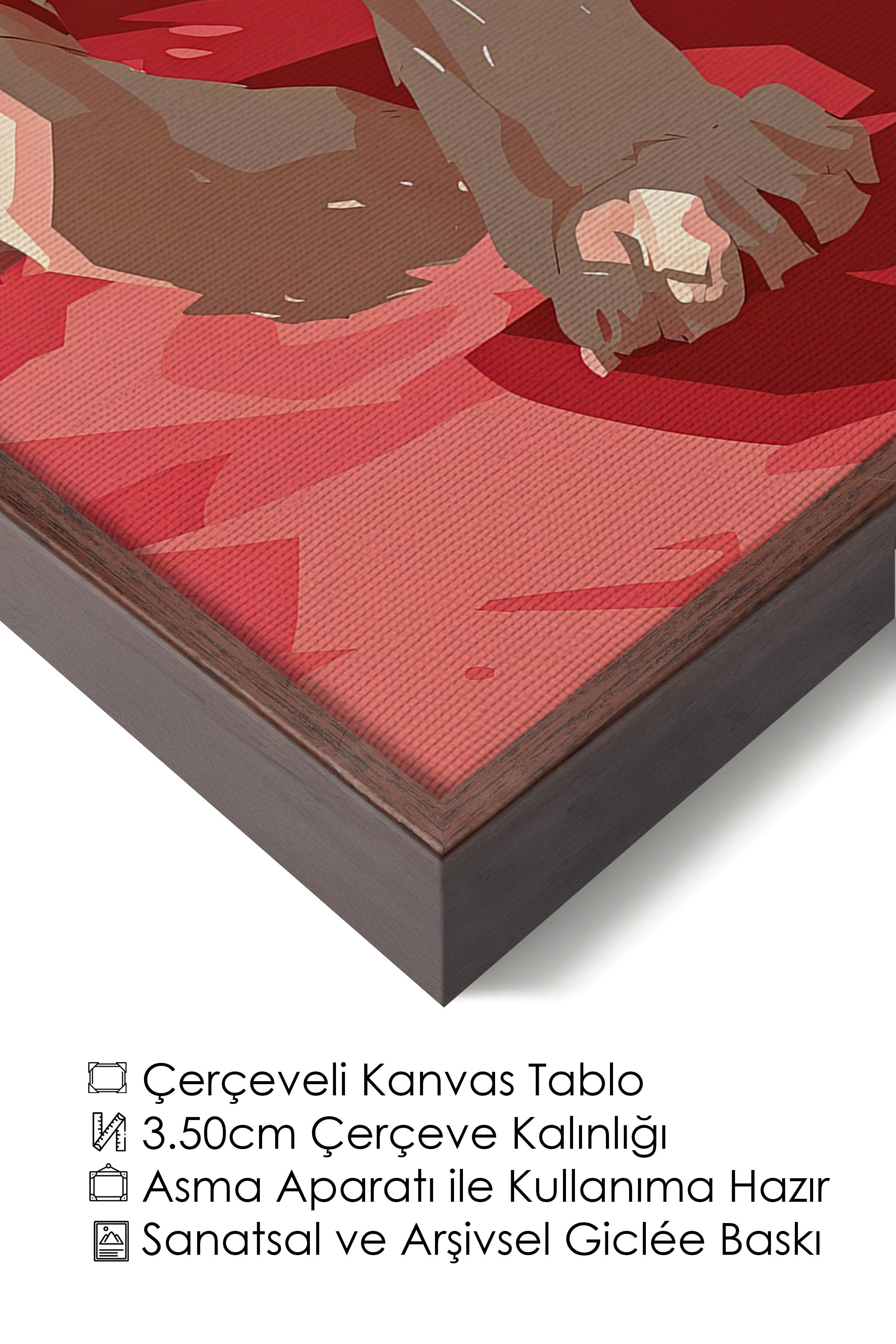 Duvar Tablosu, Lüks Kahverengi Çerçeveli Kanvas Tablo, Ritüel Serisi, Leopar Tablo, NO:115262