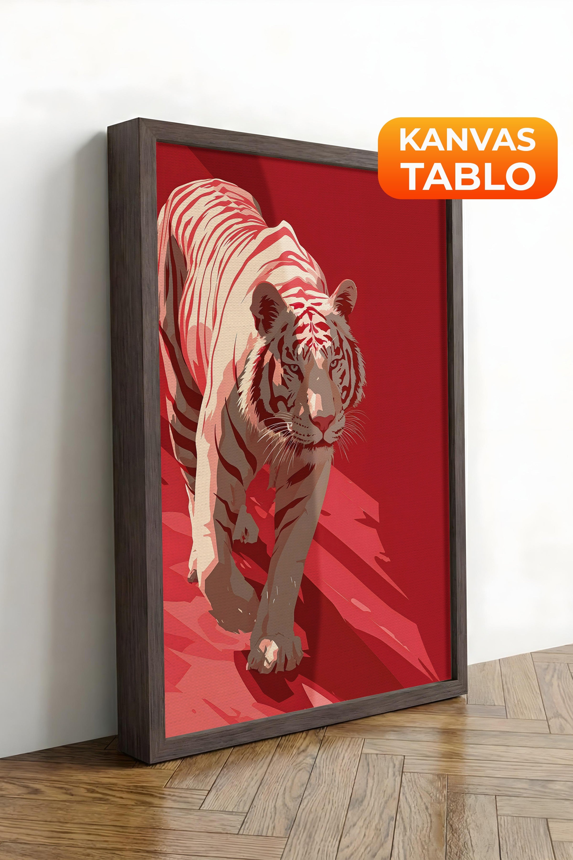 Duvar Tablosu, Lüks Kahverengi Çerçeveli Kanvas Tablo, Ritüel Serisi, Leopar Tablo, NO:115262