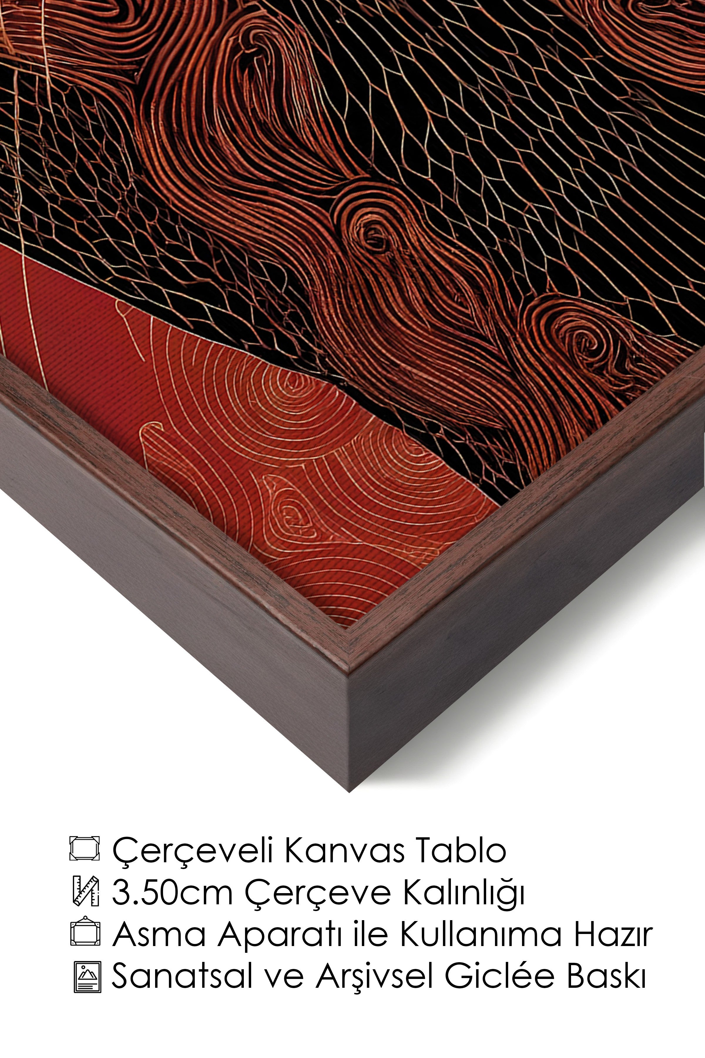 Duvar Tablosu, Lüks Kahverengi Çerçeveli Kanvas Tablo, Ritüel Serisi, Leopar Tablo, NO:115267