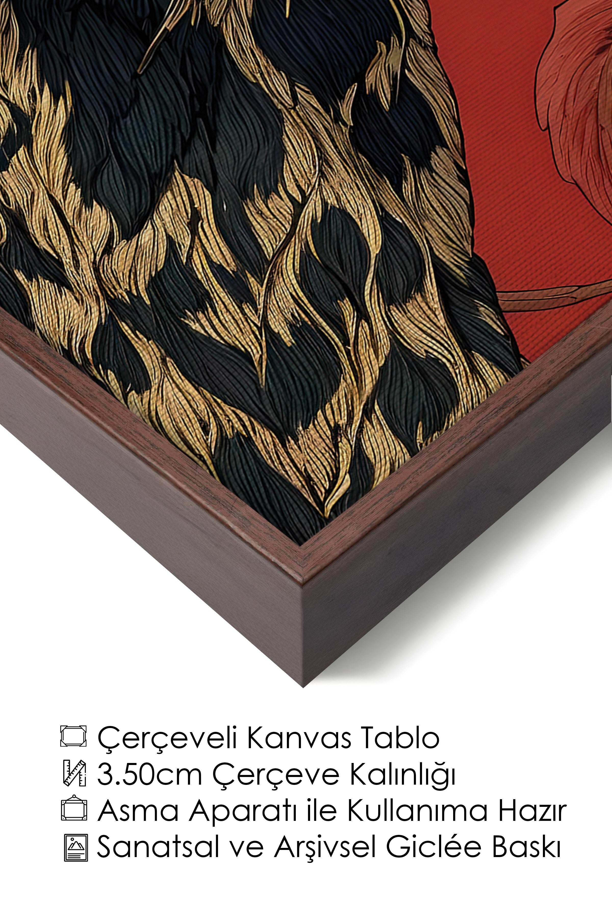 Duvar Tablosu, Lüks Kahverengi Çerçeveli Kanvas Tablo, Ritüel Serisi, Leopar Tablo, NO:115268