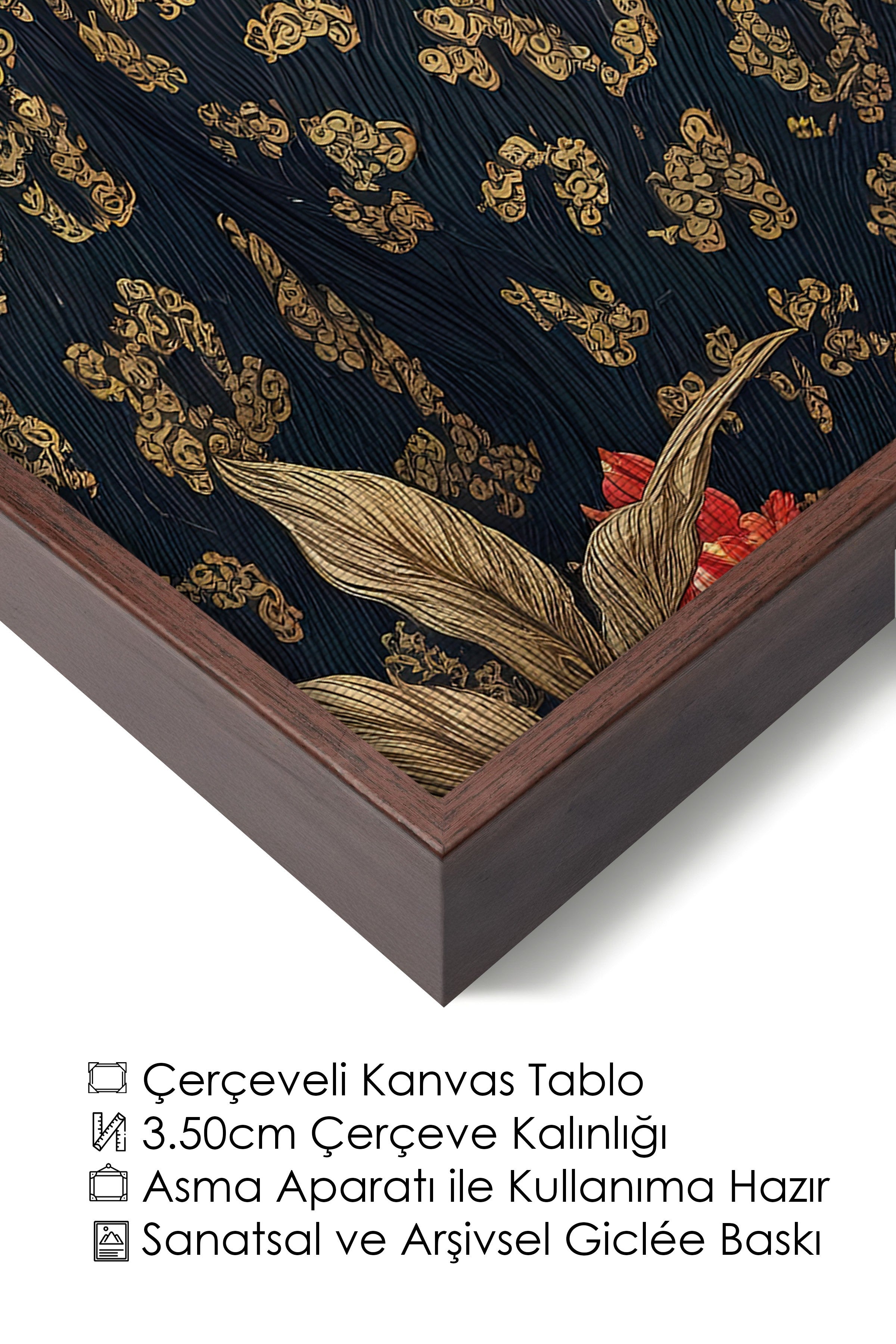 Duvar Tablosu, Lüks Kahverengi Çerçeveli Kanvas Tablo, Ritüel Serisi, Leopar Tablo, NO:115269