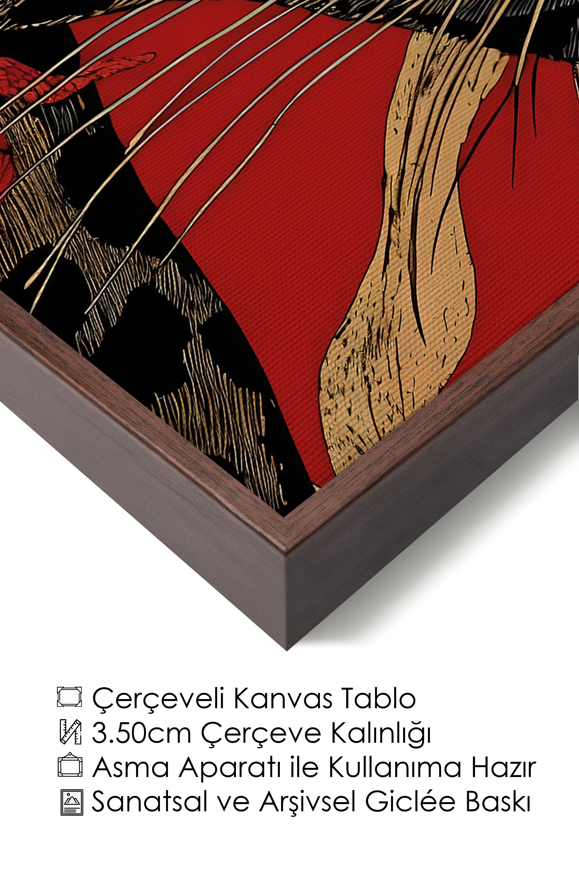 Duvar Tablosu, Lüks Kahverengi Çerçeveli Kanvas Tablo, Ritüel Serisi, Leopar Tablo, NO:115270