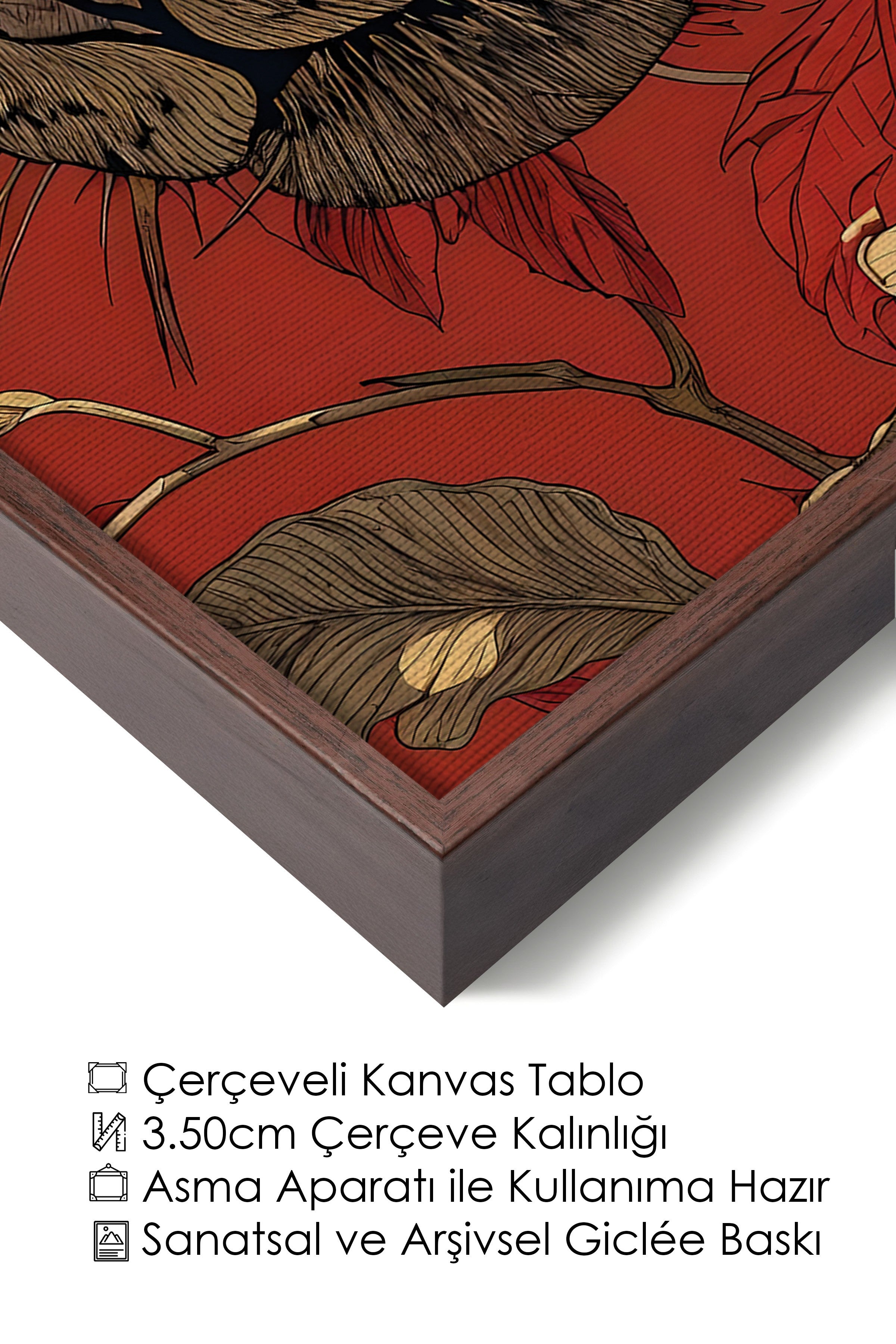 Duvar Tablosu, Lüks Kahverengi Çerçeveli Kanvas Tablo, Ritüel Serisi, Leopar Tablo, NO:115273
