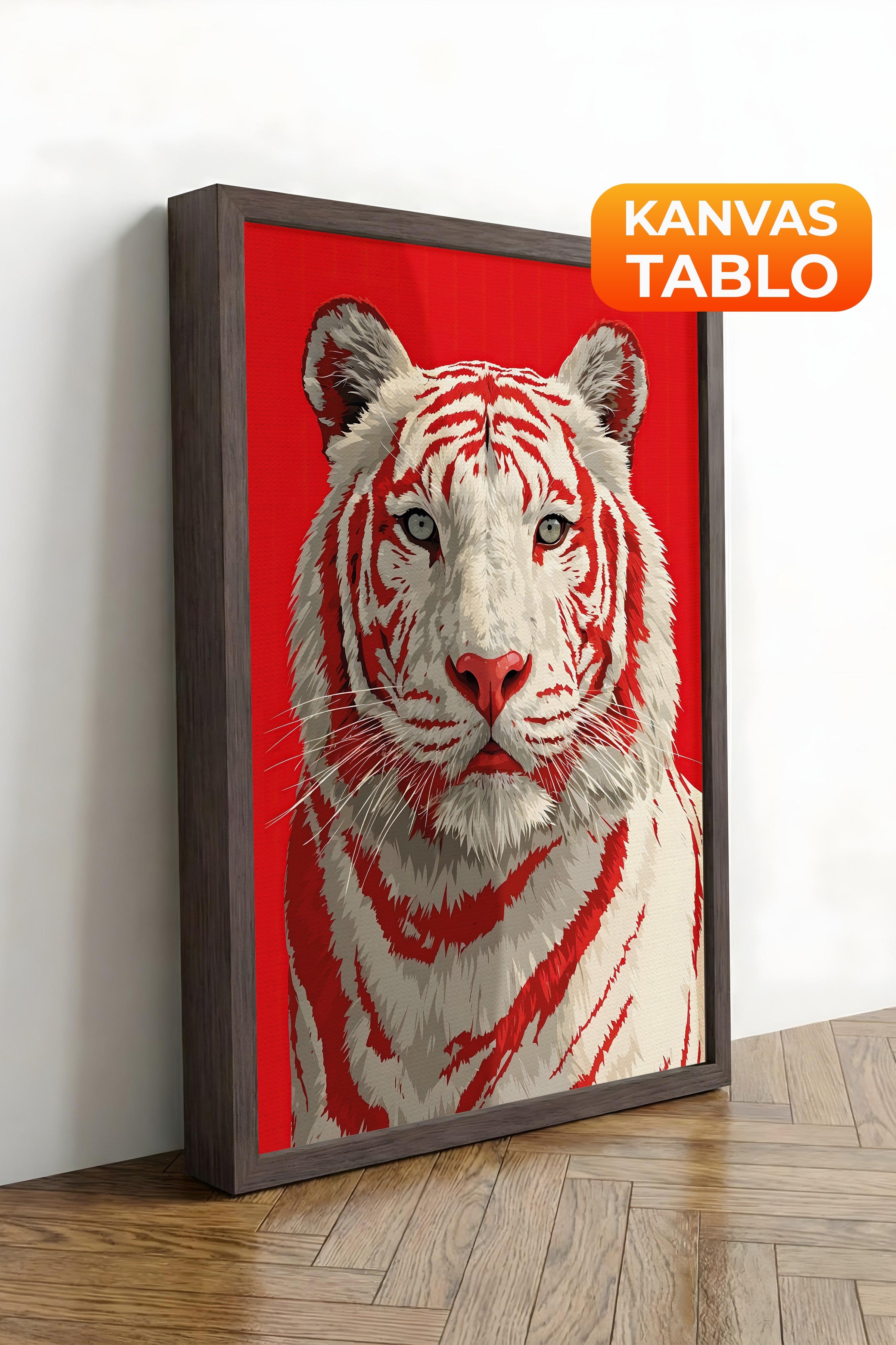 Duvar Tablosu, Lüks Kahverengi Çerçeveli Kanvas Tablo, Ritüel Serisi, Leopar Tablo, NO:115275