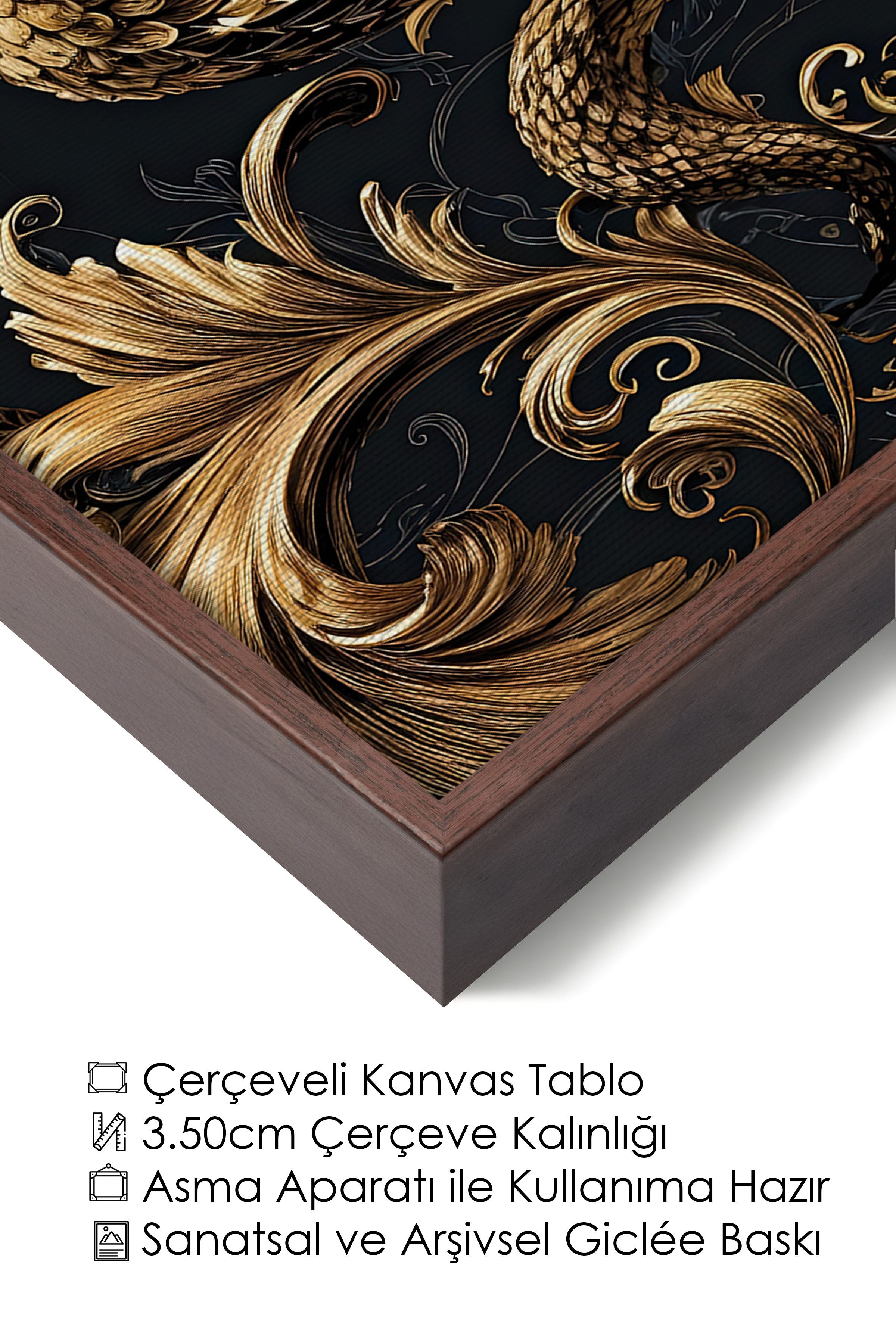Duvar Tablosu, Lüks Kahverengi Çerçeveli Kanvas Tablo, Ritüel Serisi, Yılan Tablo, NO:115249