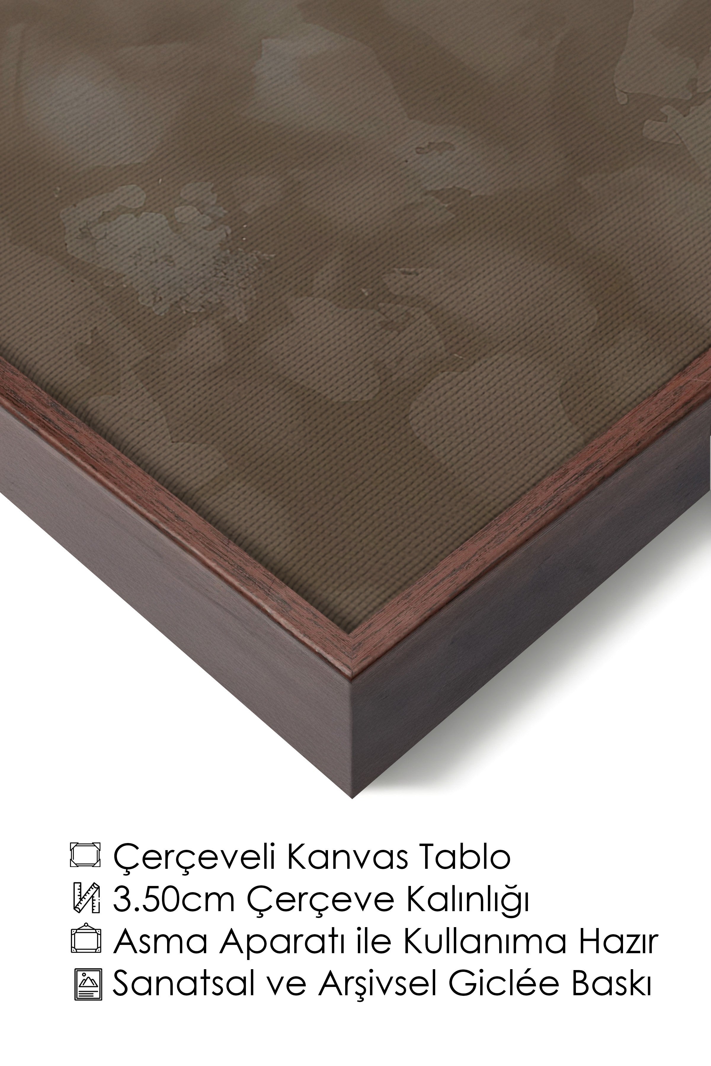 Duvar Tablosu, Lüks Kahverengi Çerçeveli Kanvas Tablo, Ritüel Serisi, Zürafa Tablo, NO:115257