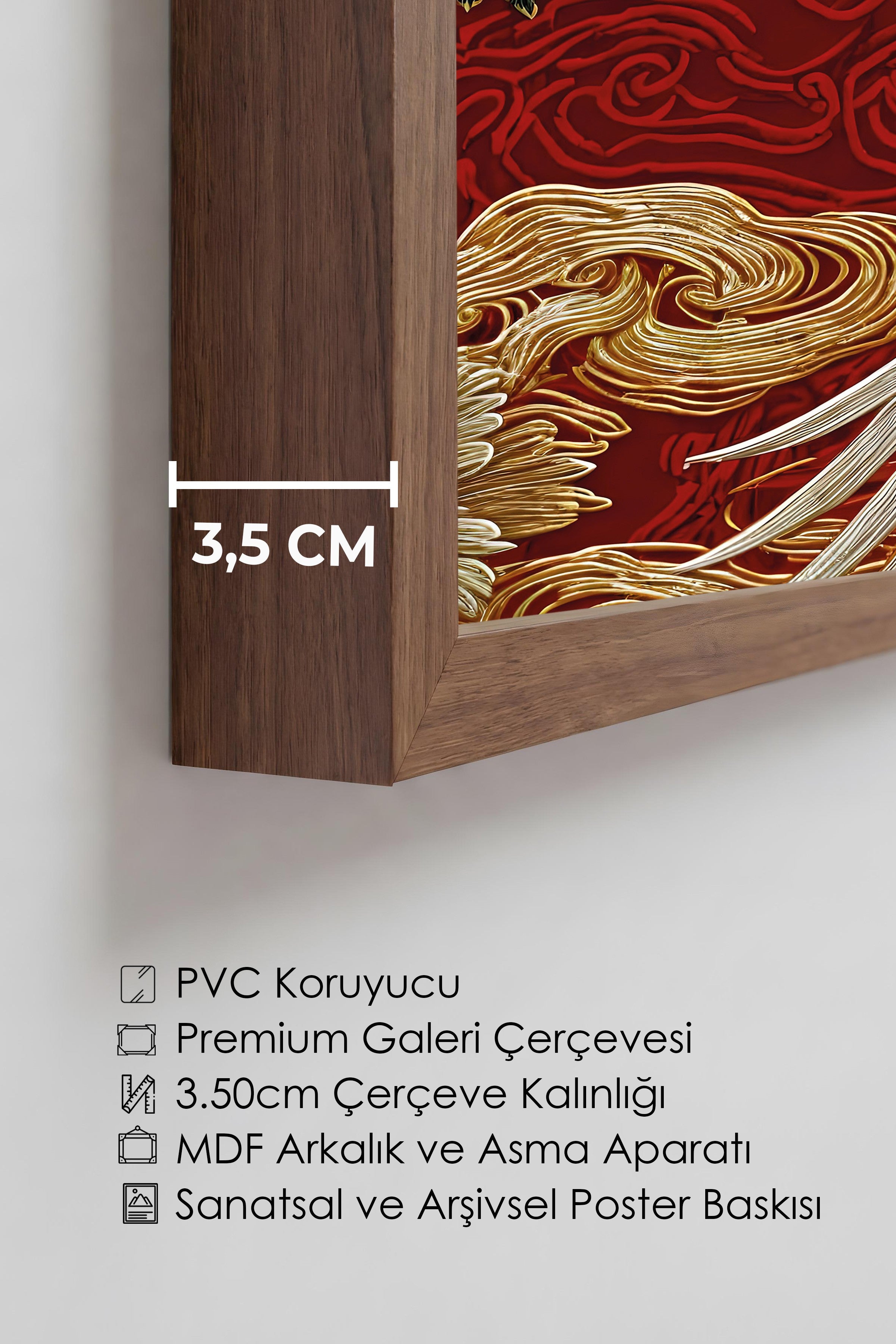 Duvar Tablosu, Lüks Kahverengi Çerçeveli Tablo ve Poster, Ritüel Serisi, Kuş Tablo, NO:115248