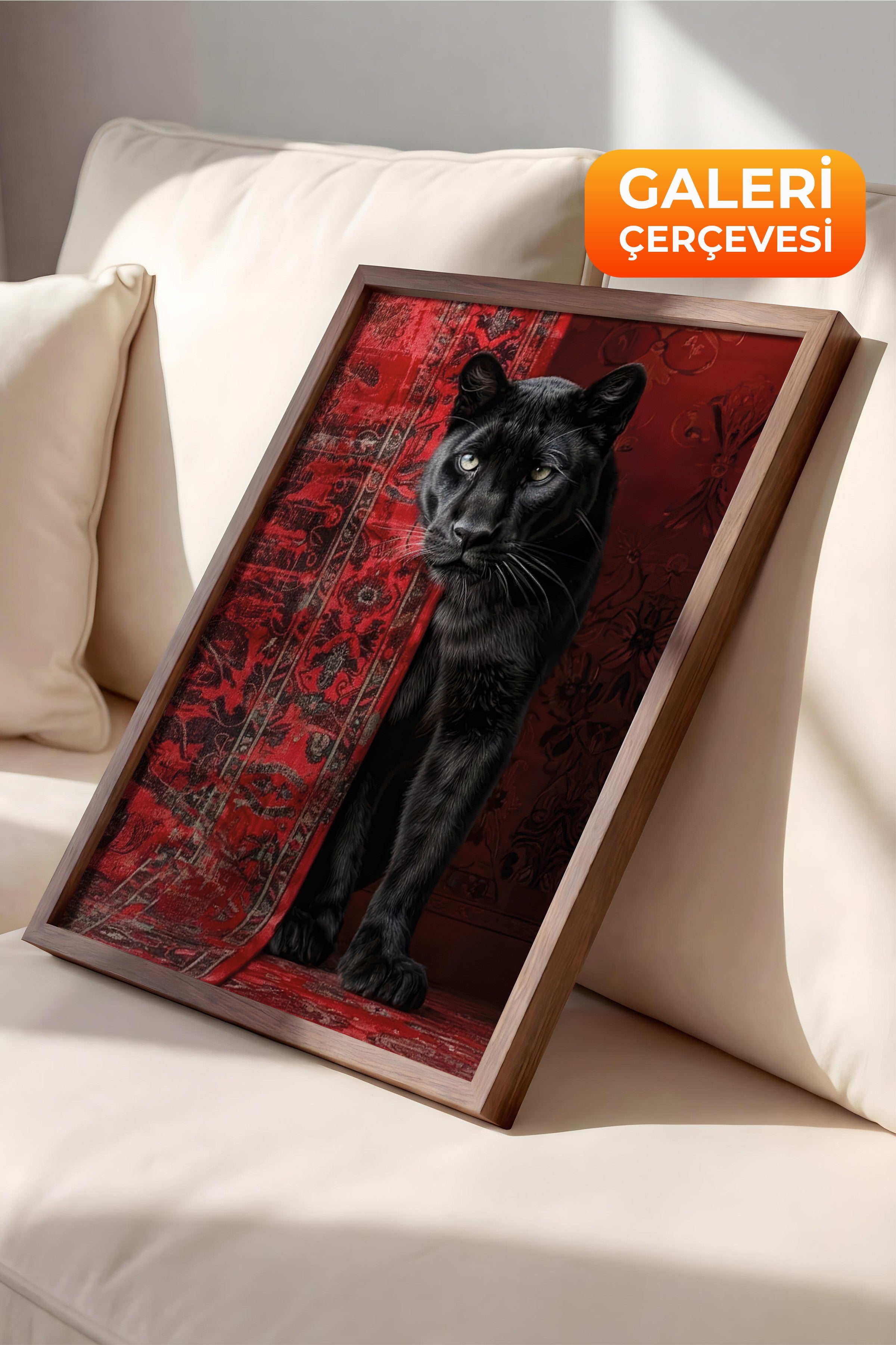 Duvar Tablosu, Lüks Kahverengi Çerçeveli Tablo ve Poster, Ritüel Serisi, Leopar Tablo, NO:115238