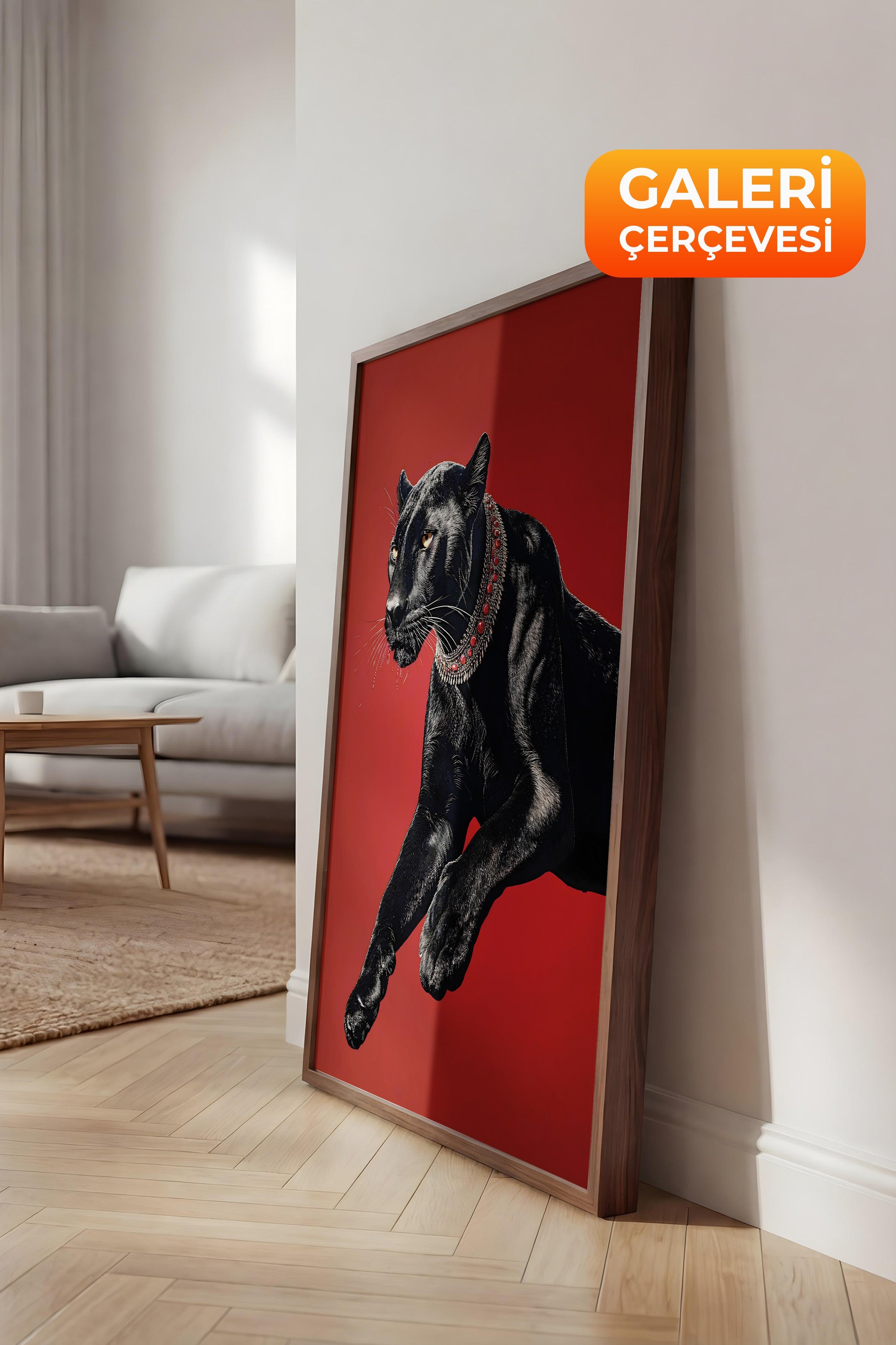 Duvar Tablosu, Lüks Kahverengi Çerçeveli Tablo ve Poster, Ritüel Serisi, Leopar Tablo, NO:115261