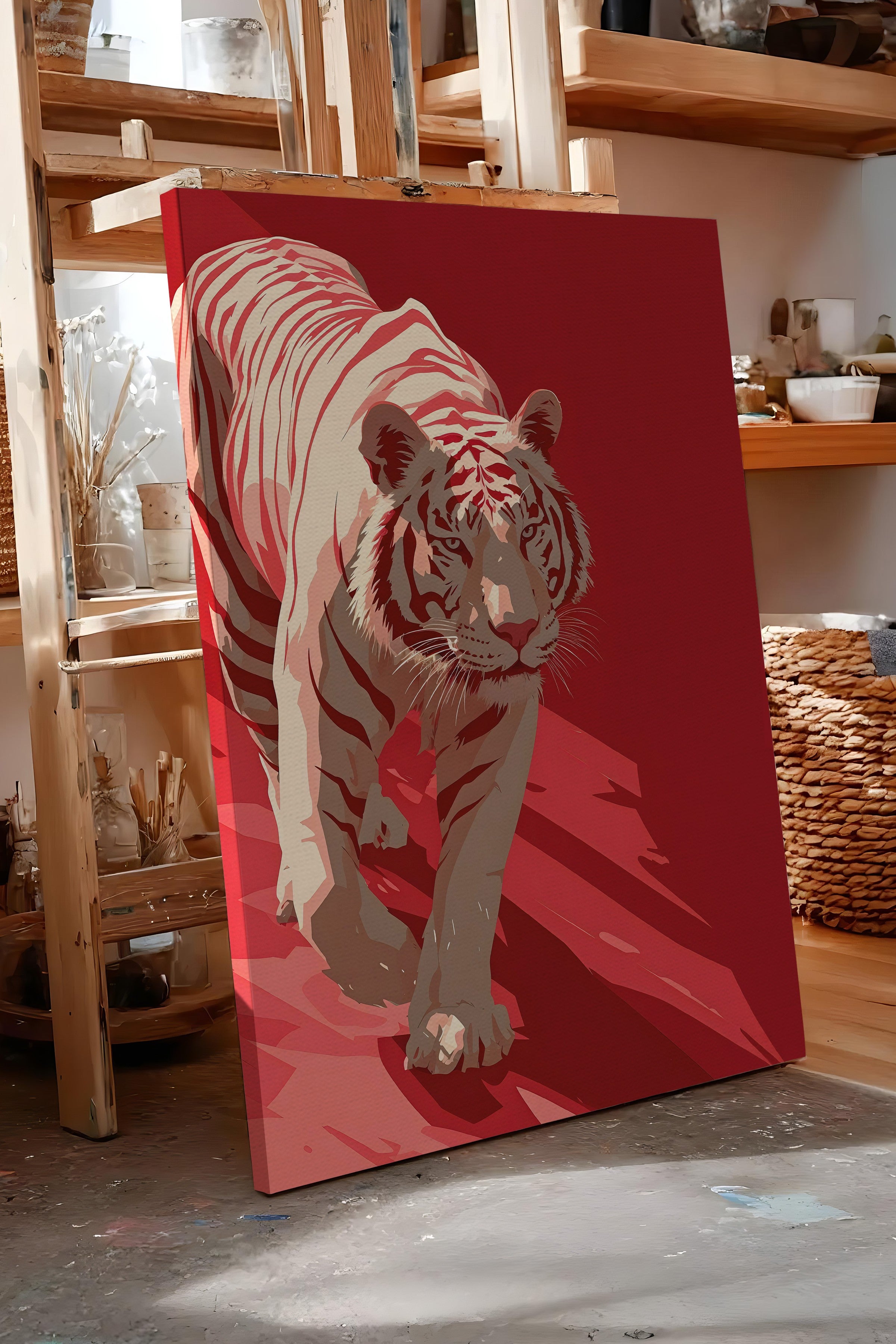 Duvar Tablosu, Lüks Kanvas Tablo, Ritüel Serisi, Leopar Tablo, NO:115262