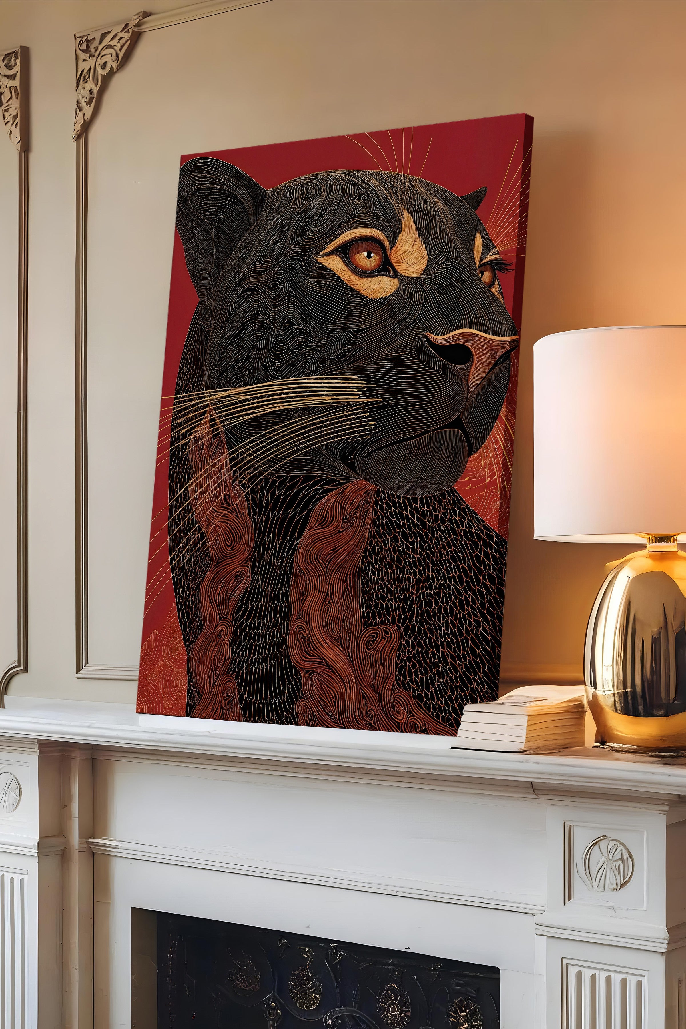 Duvar Tablosu, Lüks Kanvas Tablo, Ritüel Serisi, Leopar Tablo, NO:115267