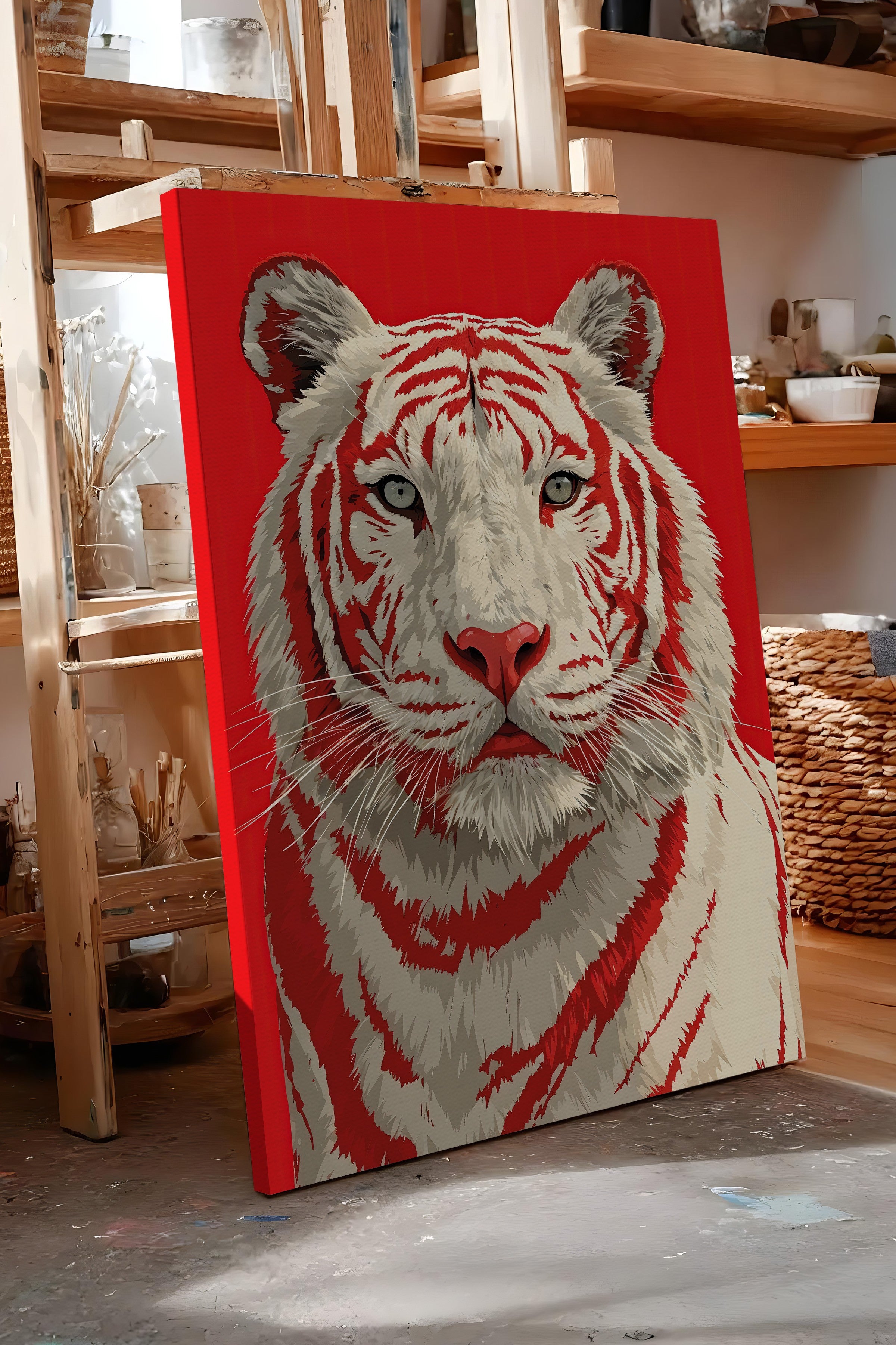 Duvar Tablosu, Lüks Kanvas Tablo, Ritüel Serisi, Leopar Tablo, NO:115275