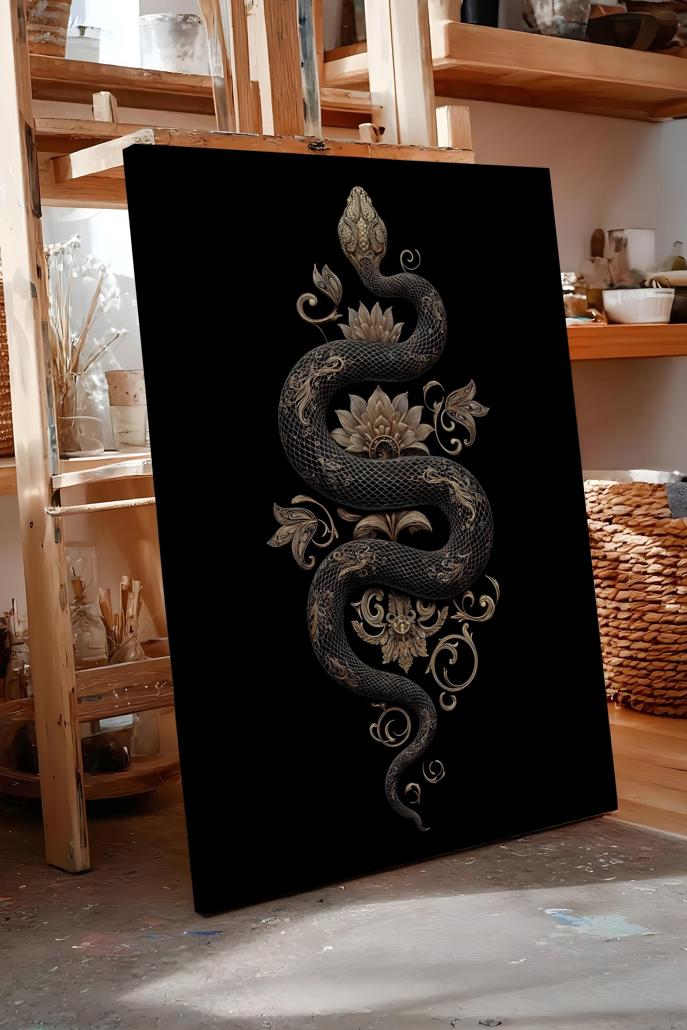 Duvar Tablosu, Lüks Kanvas Tablo, Ritüel Serisi, Yılan Tablo, NO:115259