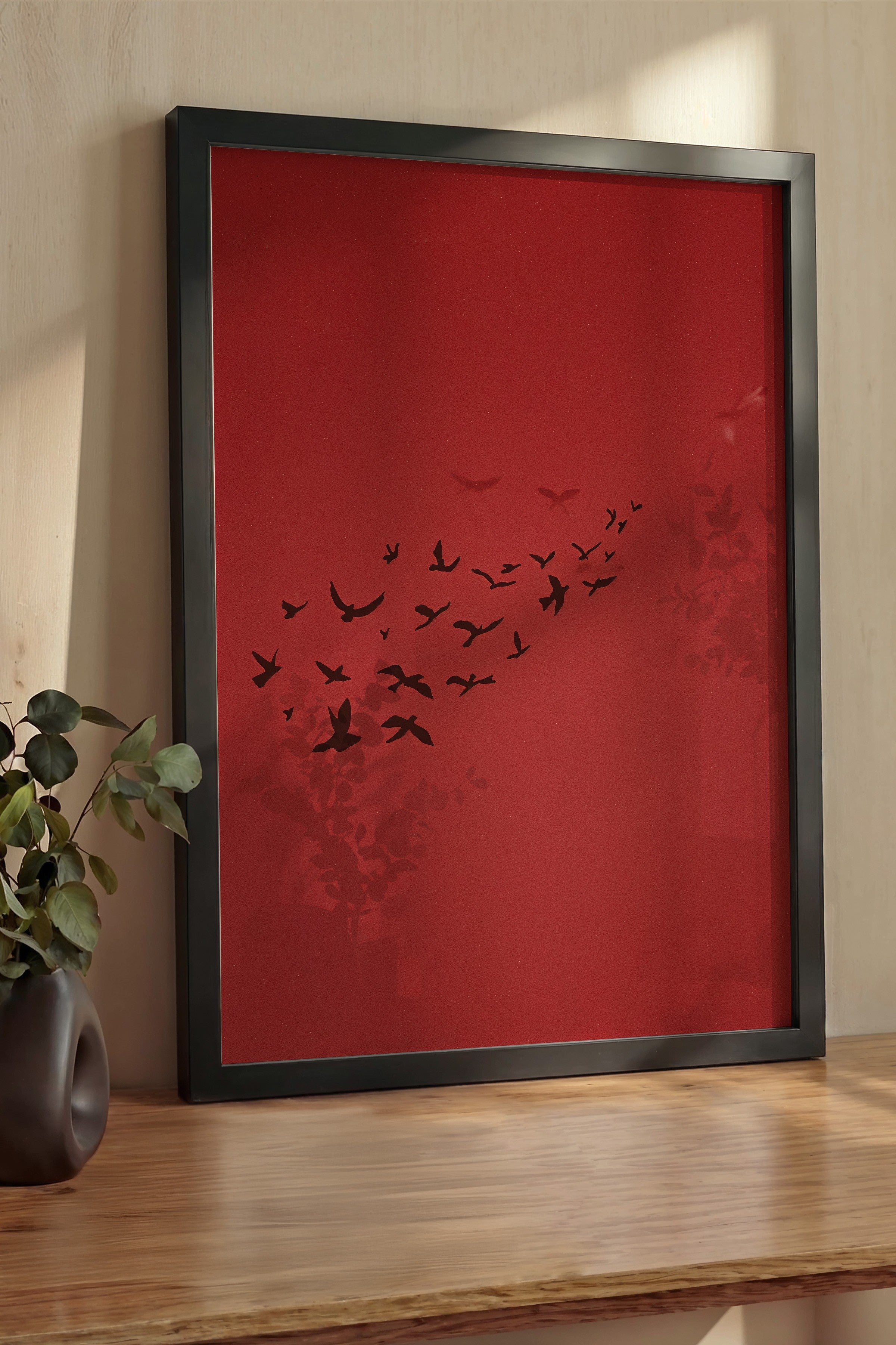 Duvar Tablosu, Lüks Siyah Çerçeveli Tablo ve Poster, Ritüel Serisi, Kuş Tablo, NO:115209