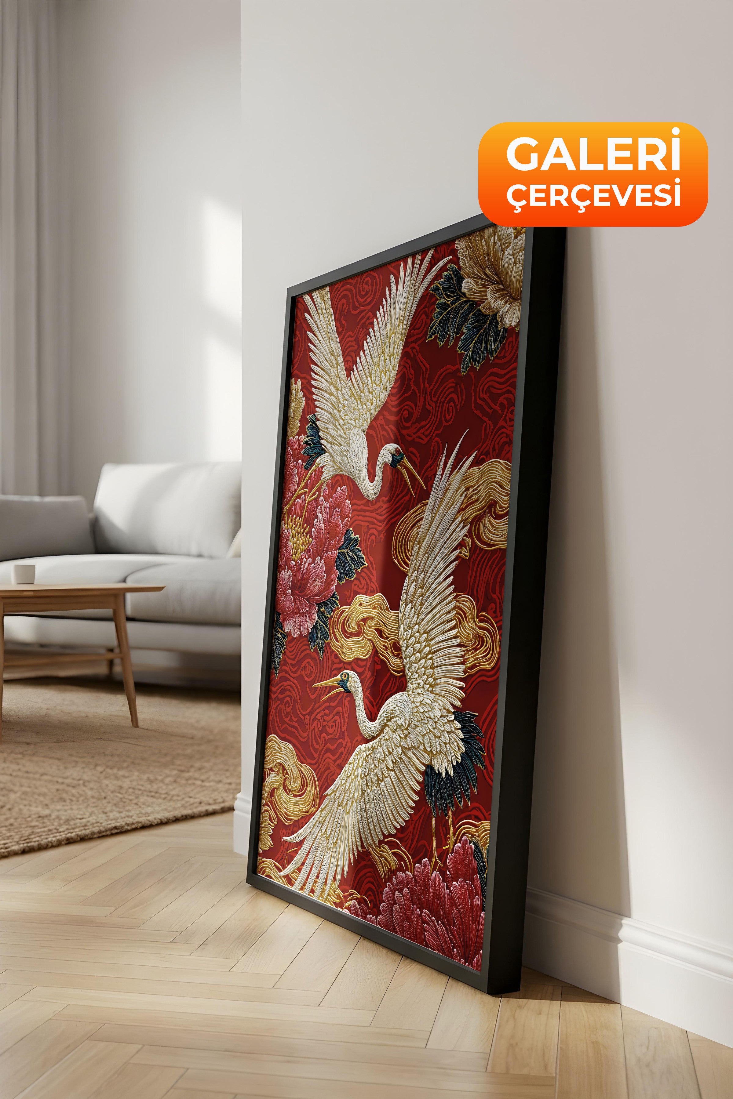 Duvar Tablosu, Lüks Siyah Çerçeveli Tablo ve Poster, Ritüel Serisi, Kuş Tablo, NO:115248