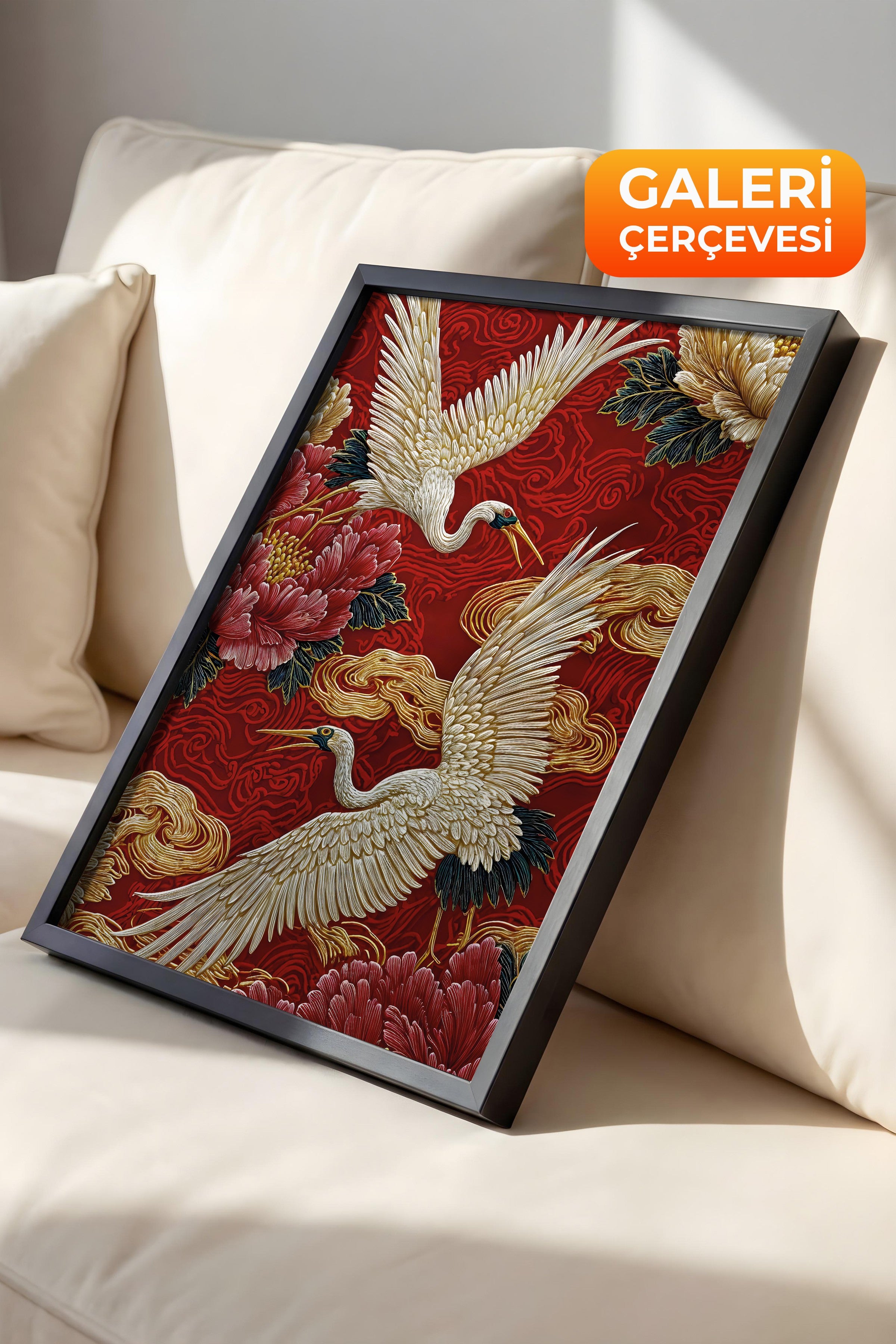 Duvar Tablosu, Lüks Siyah Çerçeveli Tablo ve Poster, Ritüel Serisi, Kuş Tablo, NO:115248