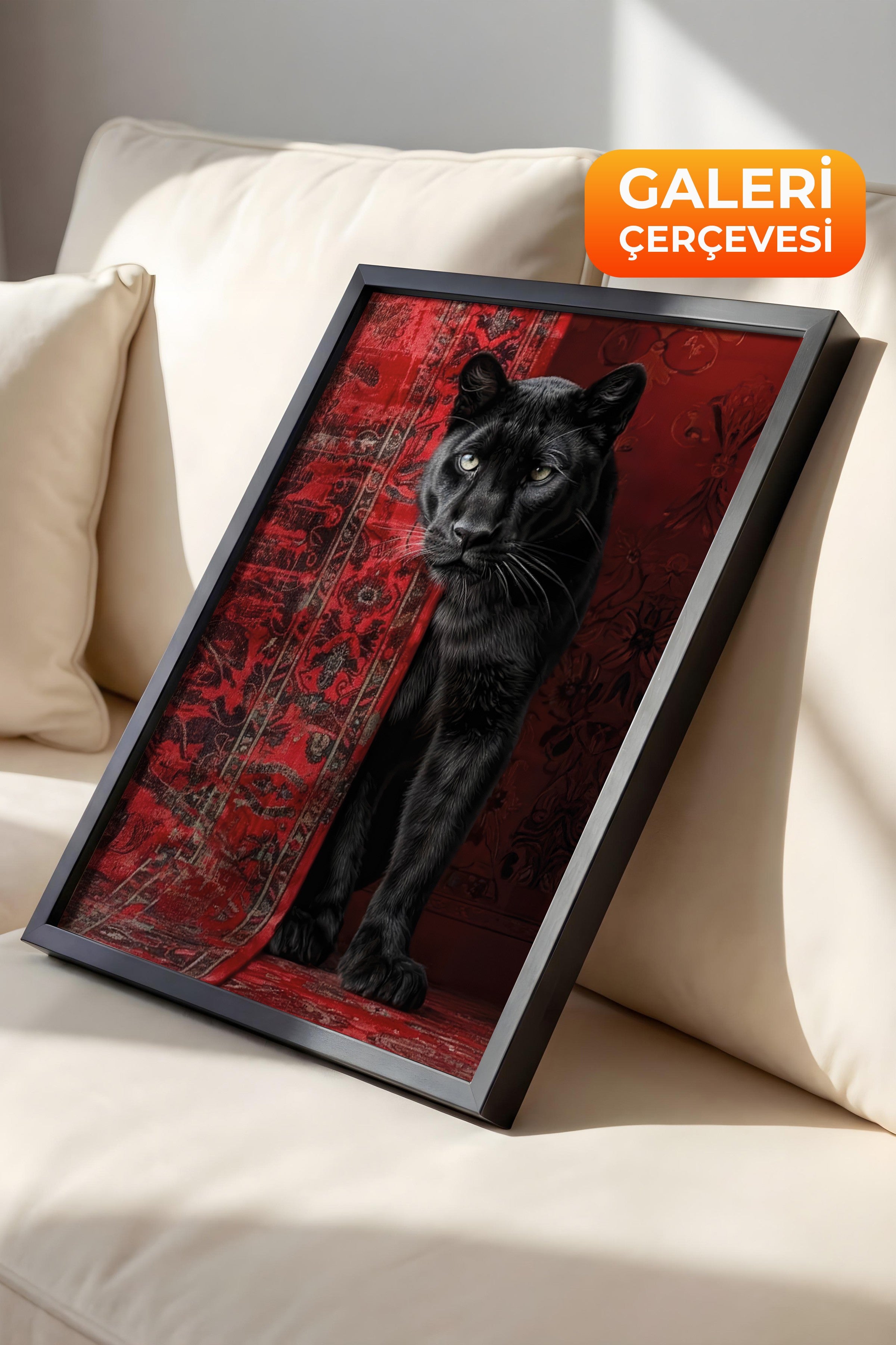 Duvar Tablosu, Lüks Siyah Çerçeveli Tablo ve Poster, Ritüel Serisi, Leopar Tablo, NO:115238