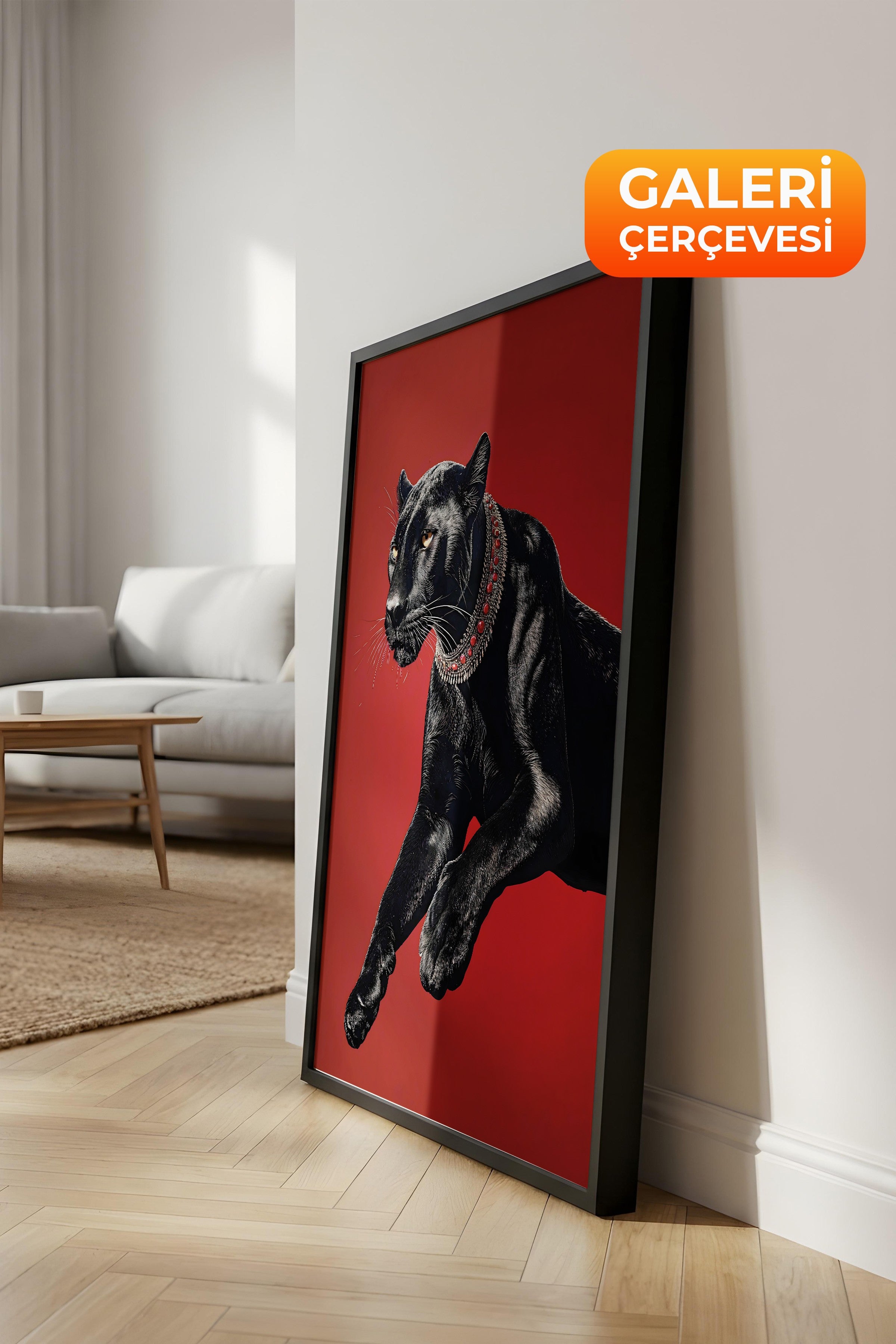 Duvar Tablosu, Lüks Siyah Çerçeveli Tablo ve Poster, Ritüel Serisi, Leopar Tablo, NO:115261