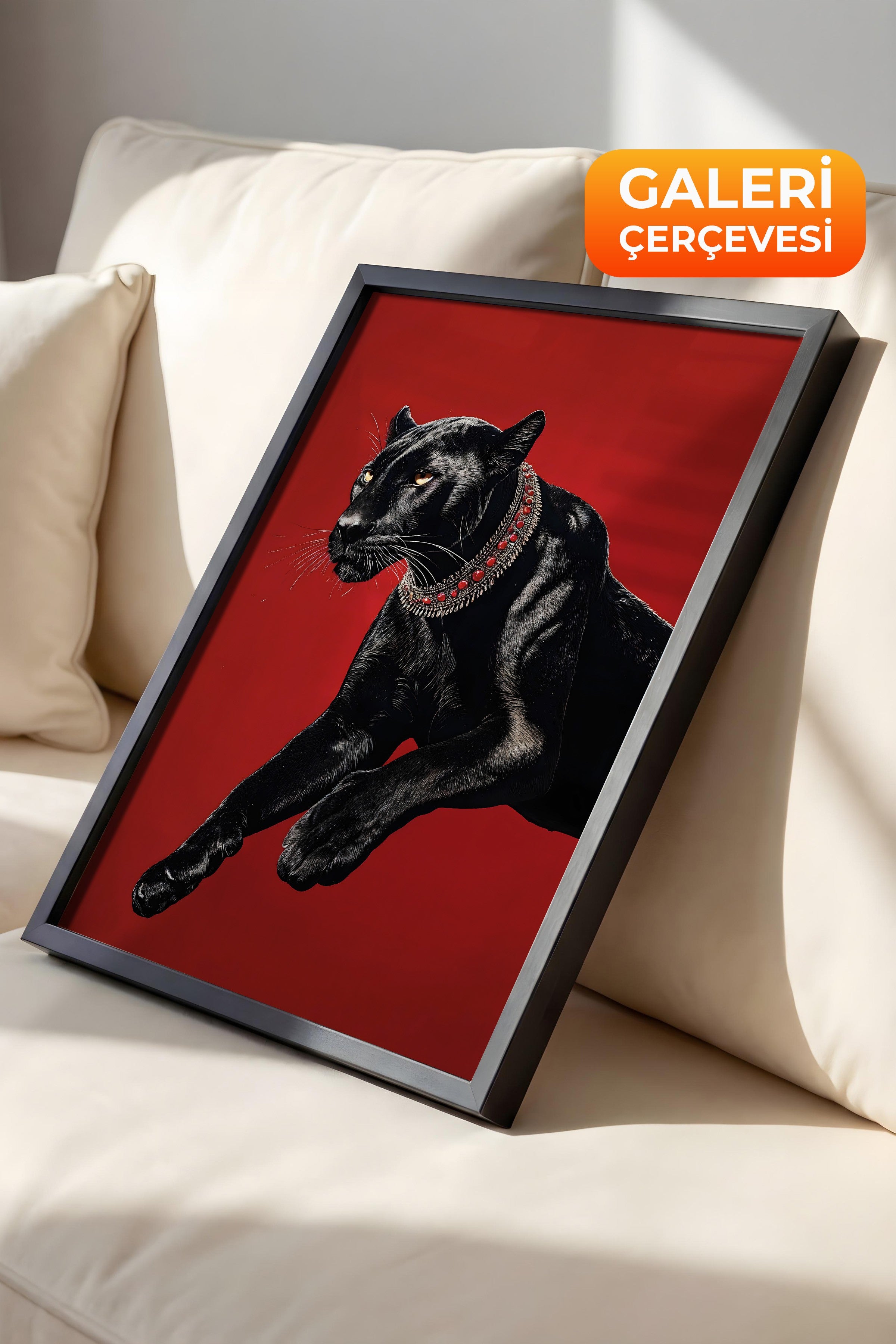Duvar Tablosu, Lüks Siyah Çerçeveli Tablo ve Poster, Ritüel Serisi, Leopar Tablo, NO:115261