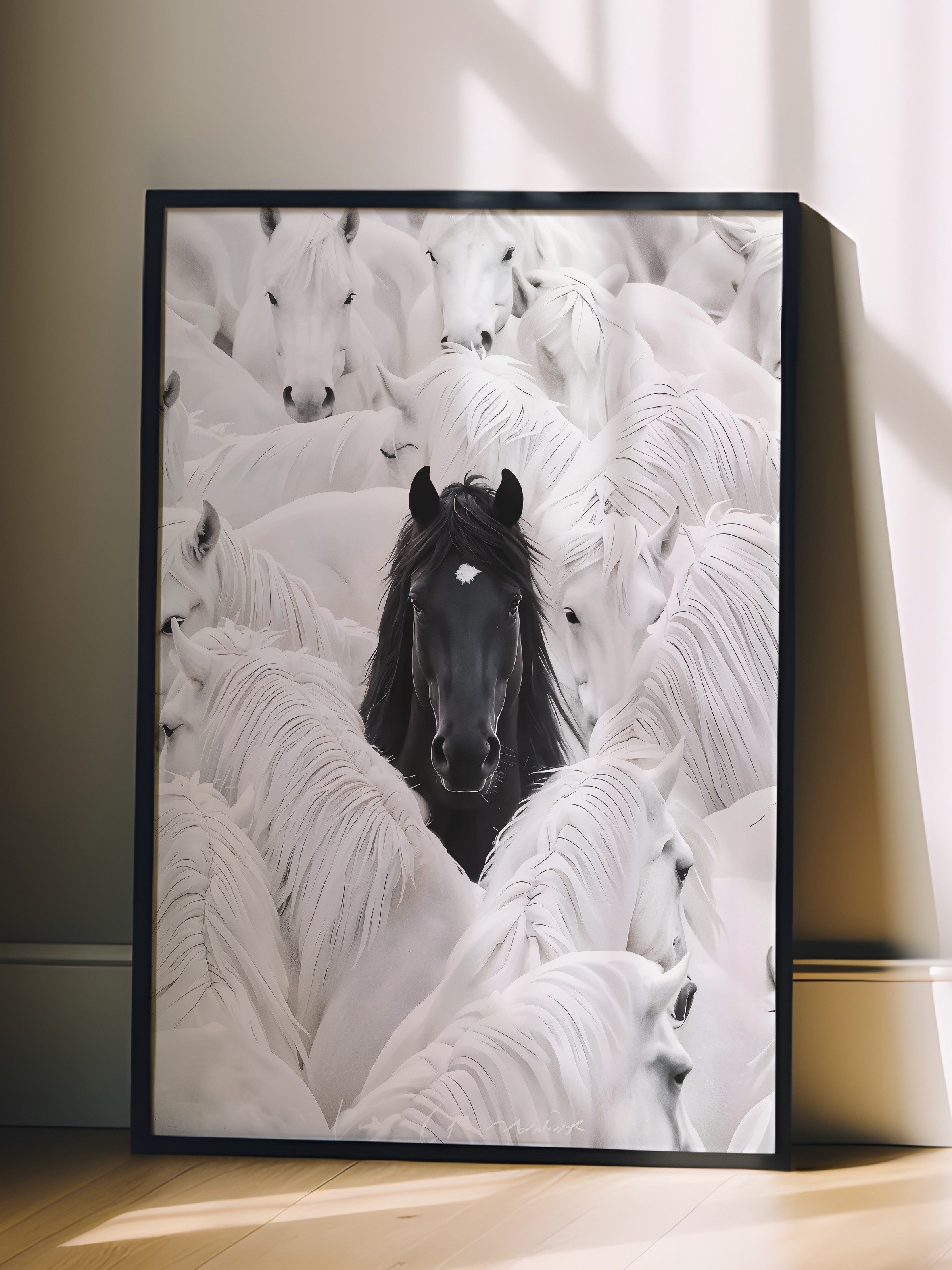 Duvar Tablosu, Siyah Çerçeveli Tablo ve Poster, Ritüel Serisi, At Tablo, NO:115191