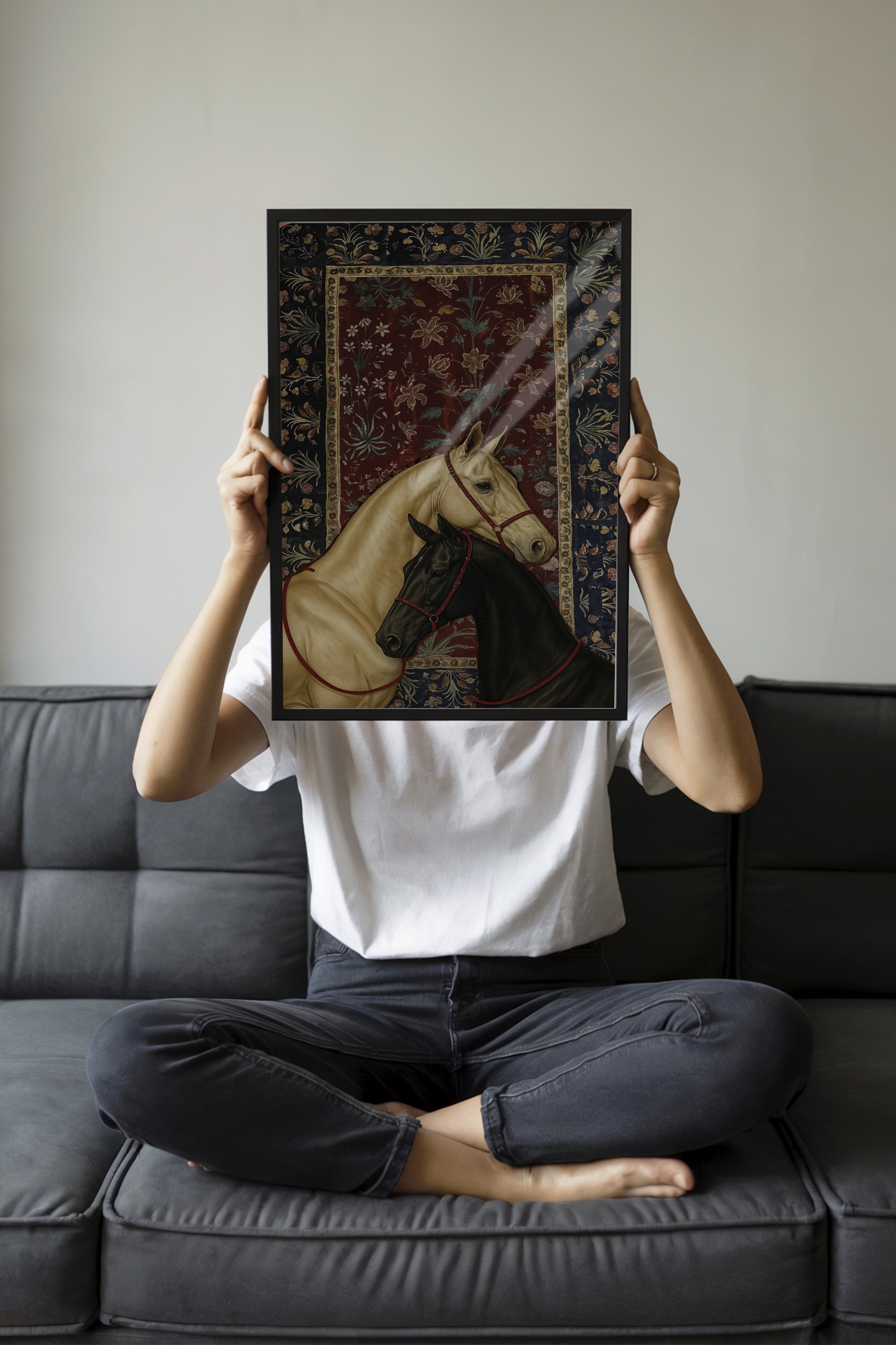 Duvar Tablosu, Siyah Çerçeveli Tablo ve Poster, Ritüel Serisi, At Tablo, NO:115197