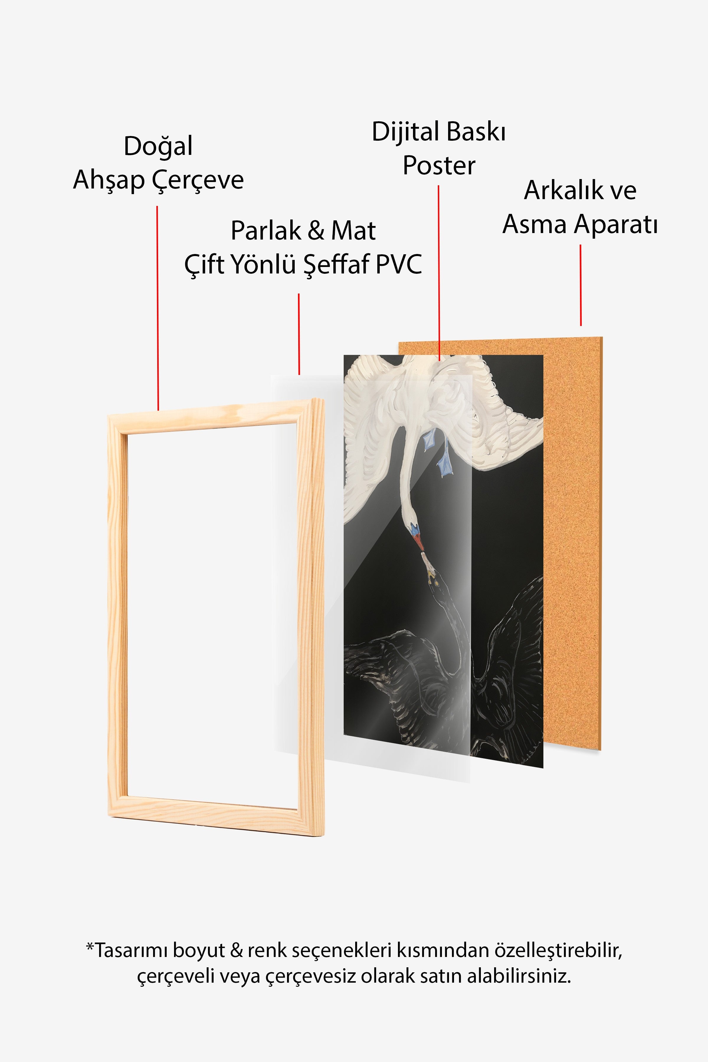 Duvar Tablosu, Ahşap Çerçeveli Tablo ve Poster, Ritüel Serisi, Kuş Tablo, NO:115199