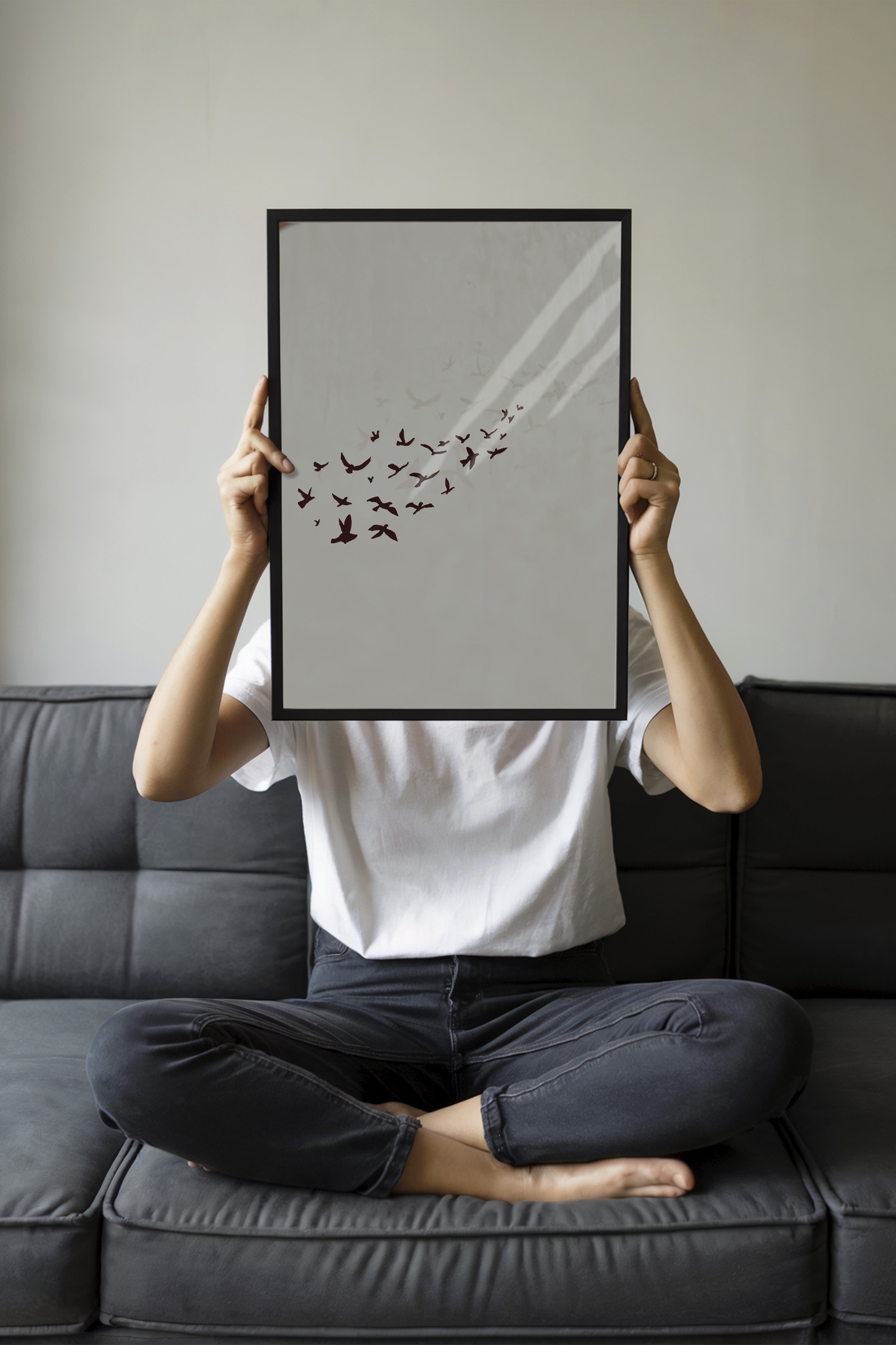 Duvar Tablosu, Siyah Çerçeveli Tablo ve Poster, Ritüel Serisi, Kuş Tablo, NO:115204