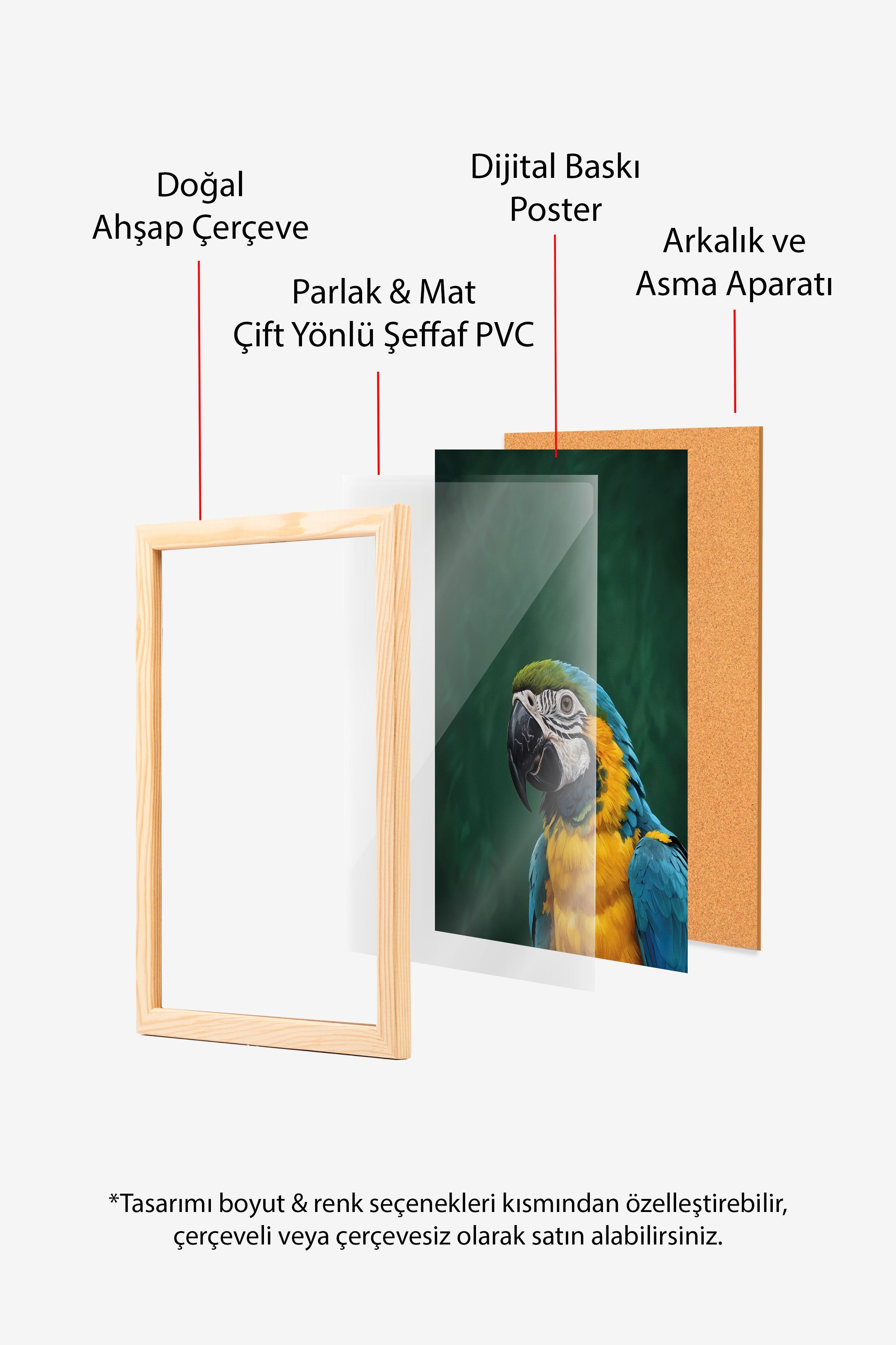 Duvar Tablosu, Ahşap Çerçeveli Tablo ve Poster, Ritüel Serisi, Kuş Tablo, NO:115207