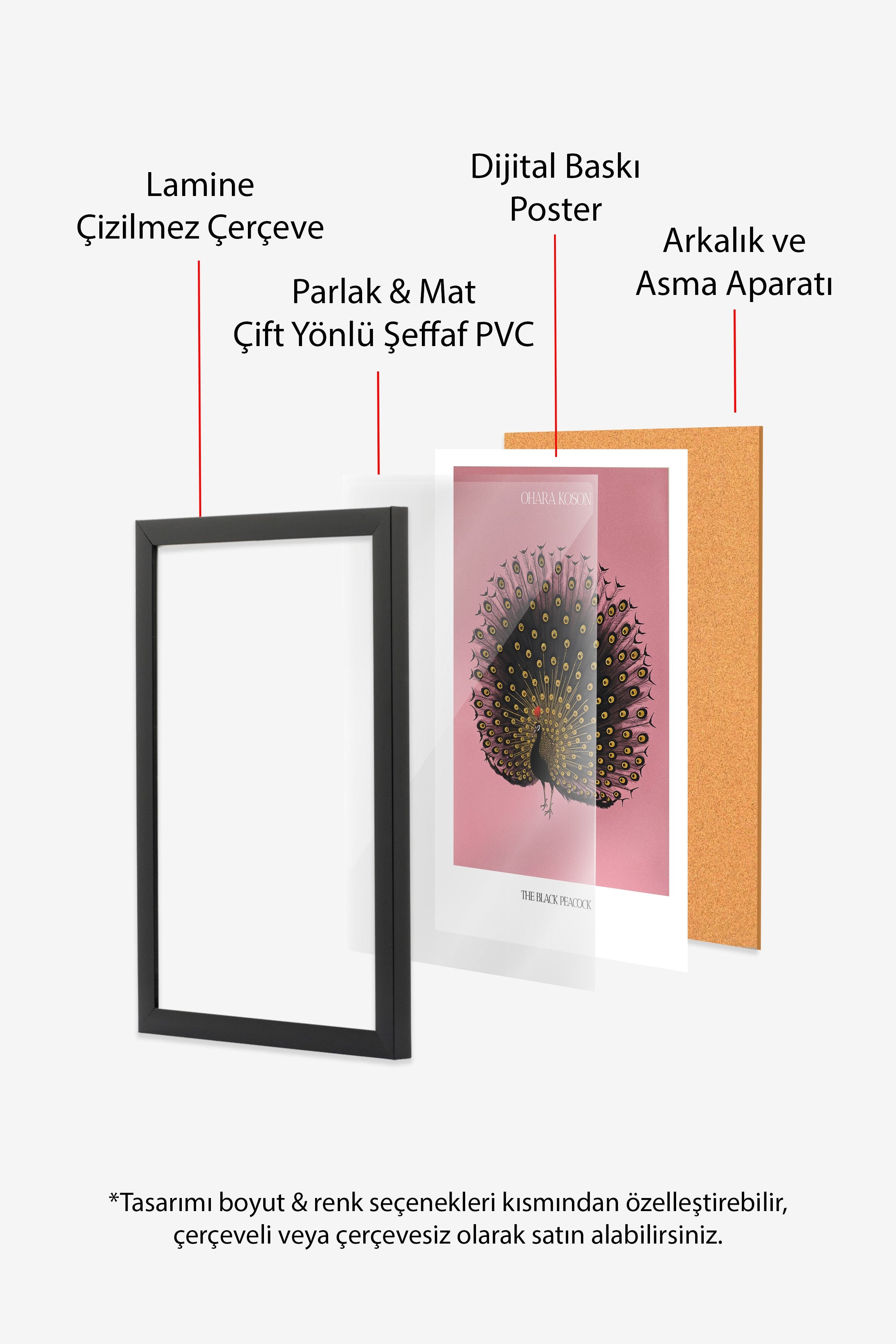 Duvar Tablosu, Siyah Çerçeveli Tablo ve Poster, Ritüel Serisi, Kuş Tablo, NO:115214