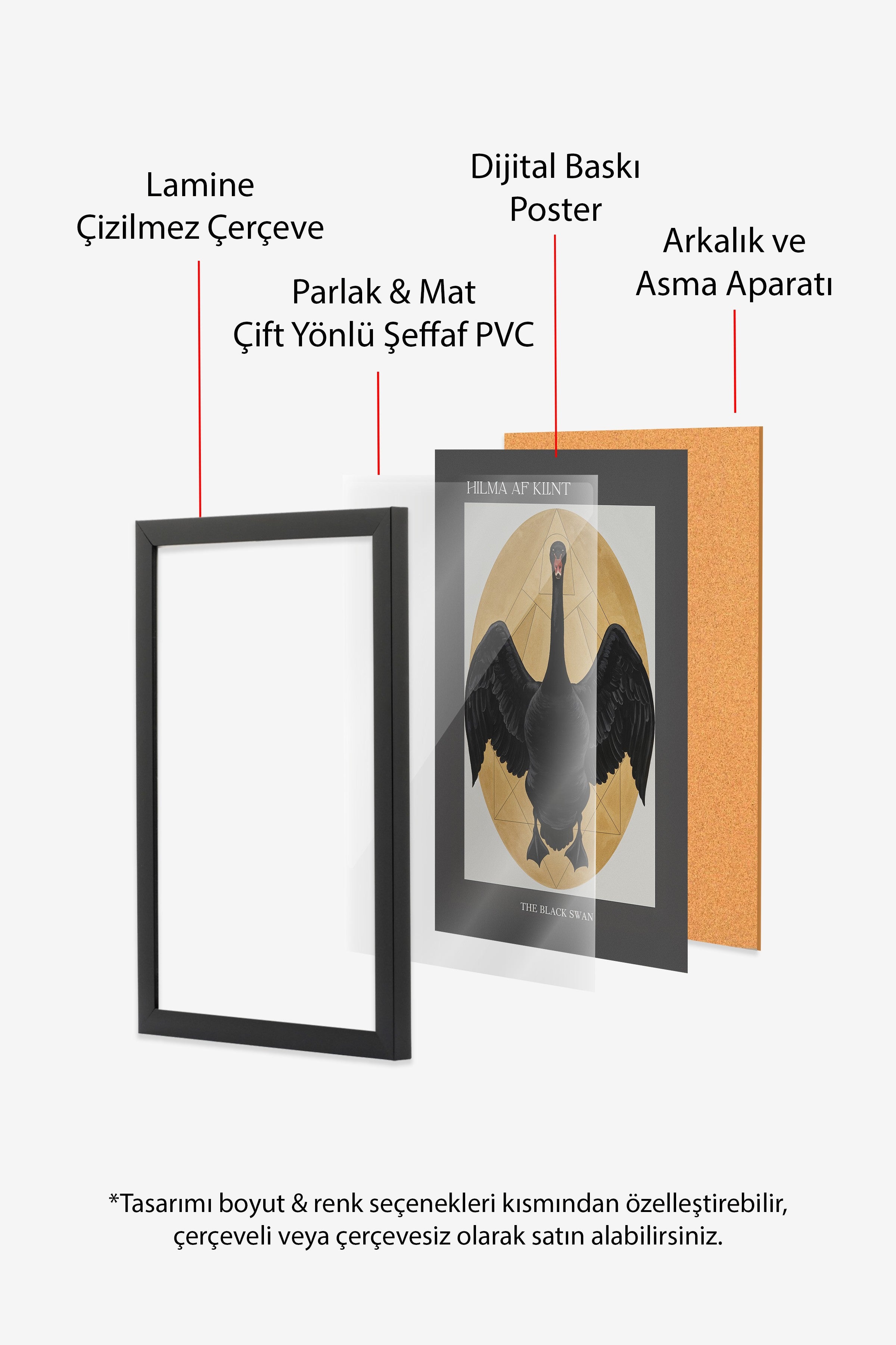 Duvar Tablosu, Siyah Çerçeveli Tablo ve Poster, Ritüel Serisi, Kuş Tablo, NO:115216