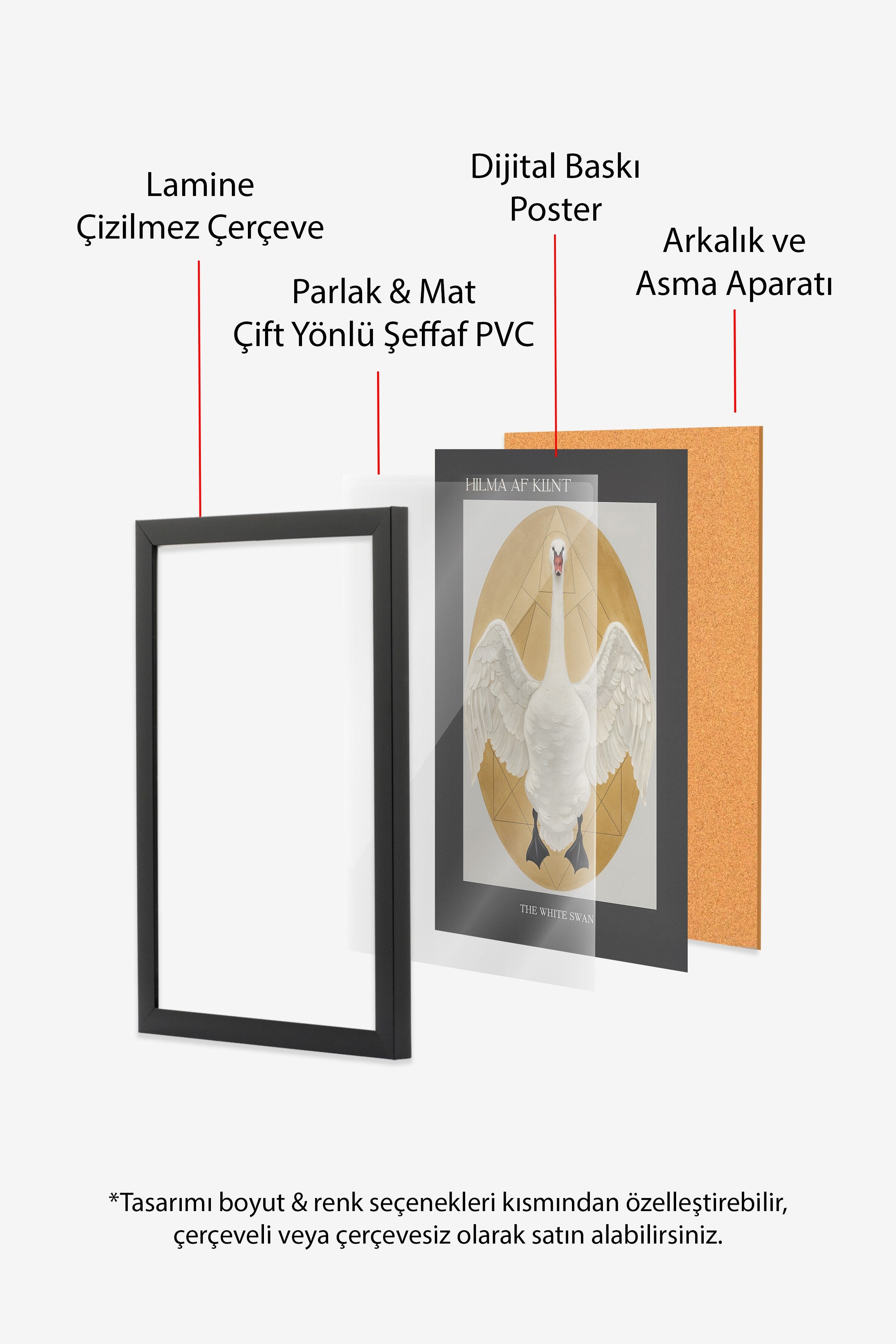 Duvar Tablosu, Siyah Çerçeveli Tablo ve Poster, Ritüel Serisi, Kuş Tablo, NO:115230