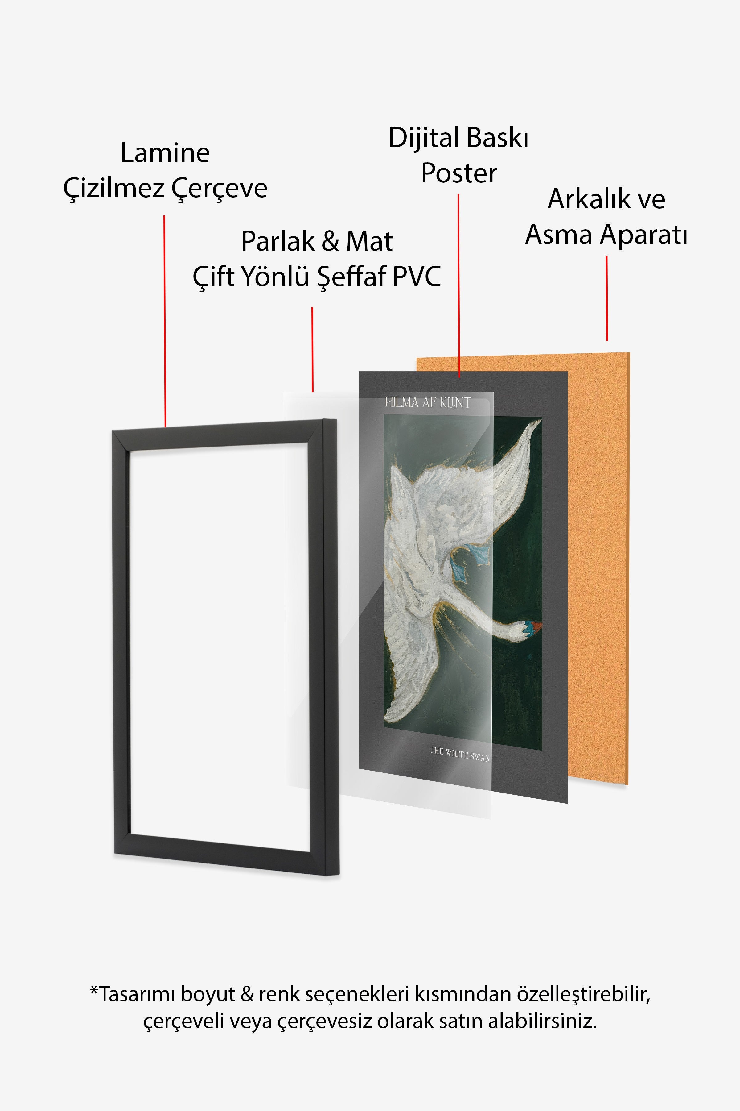 Duvar Tablosu, Siyah Çerçeveli Tablo ve Poster, Ritüel Serisi, Kuş Tablo, NO:115232