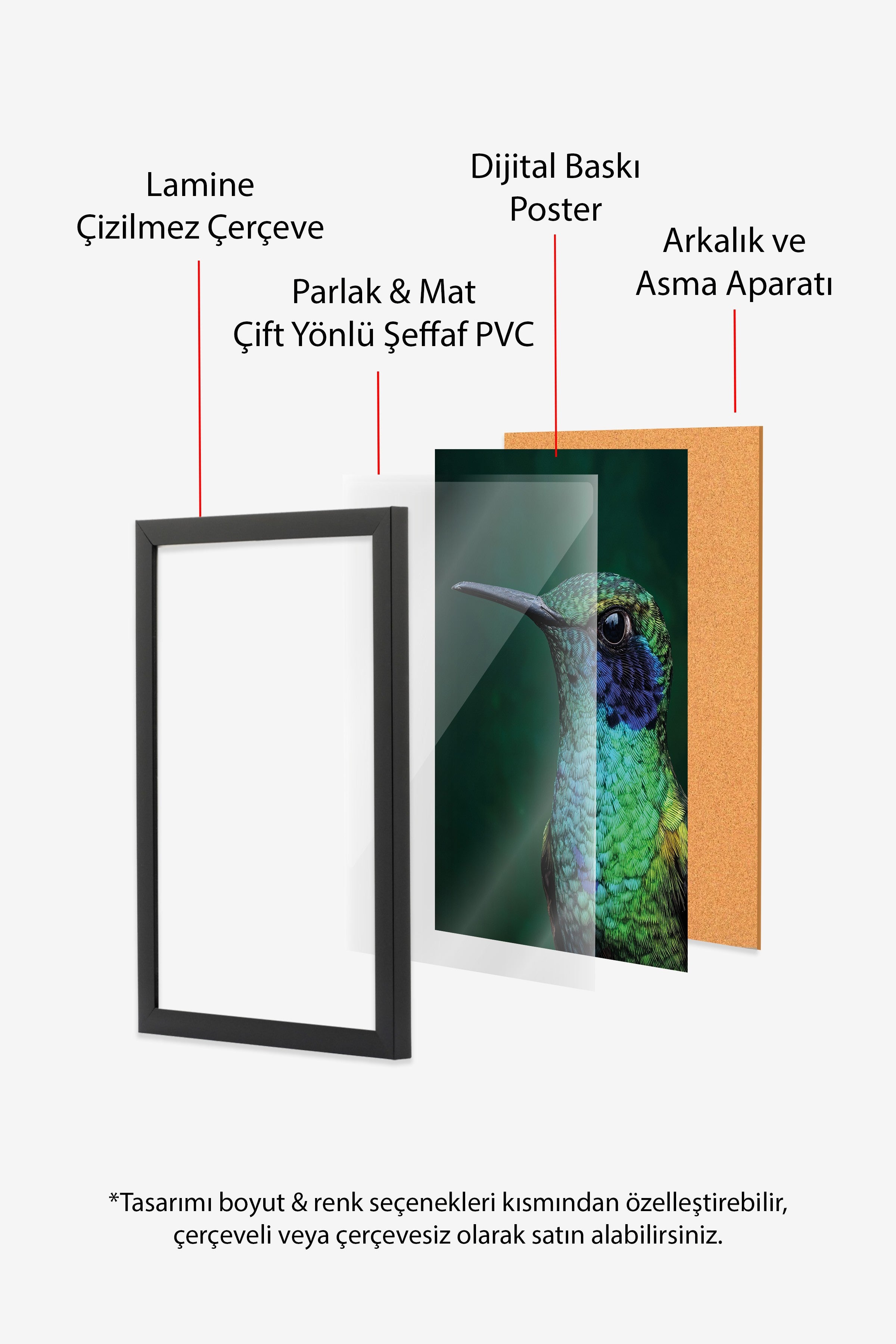 Duvar Tablosu, Siyah Çerçeveli Tablo ve Poster, Ritüel Serisi, Kuş Tablo, NO:115245