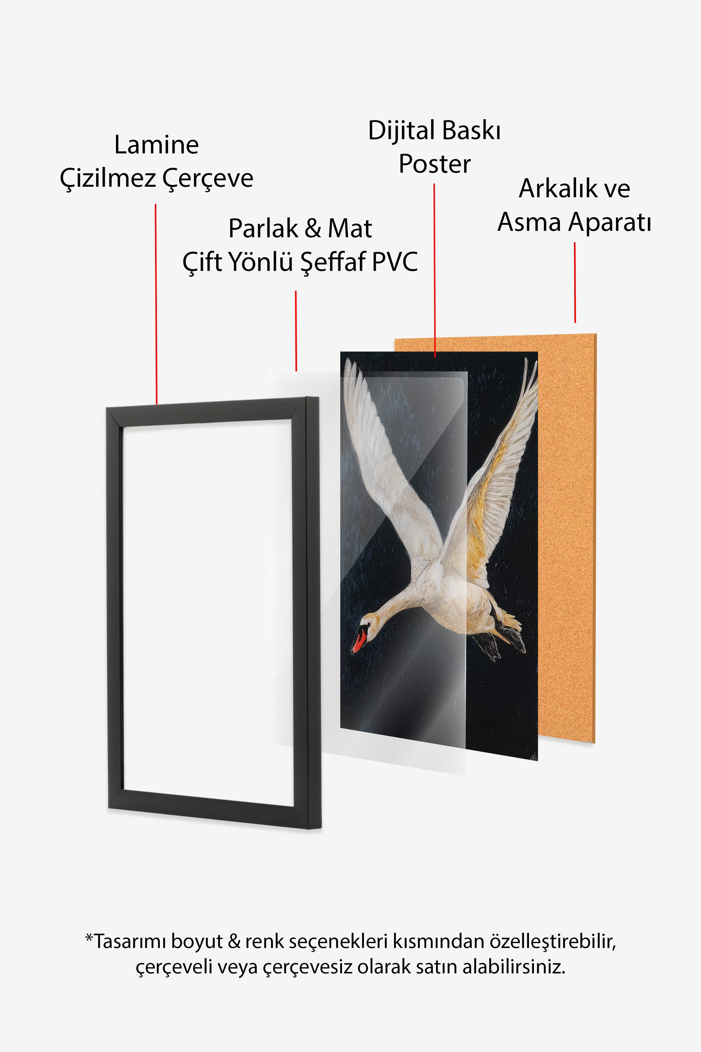 Duvar Tablosu, Siyah Çerçeveli Tablo ve Poster, Ritüel Serisi, Kuş Tablo, NO:115246